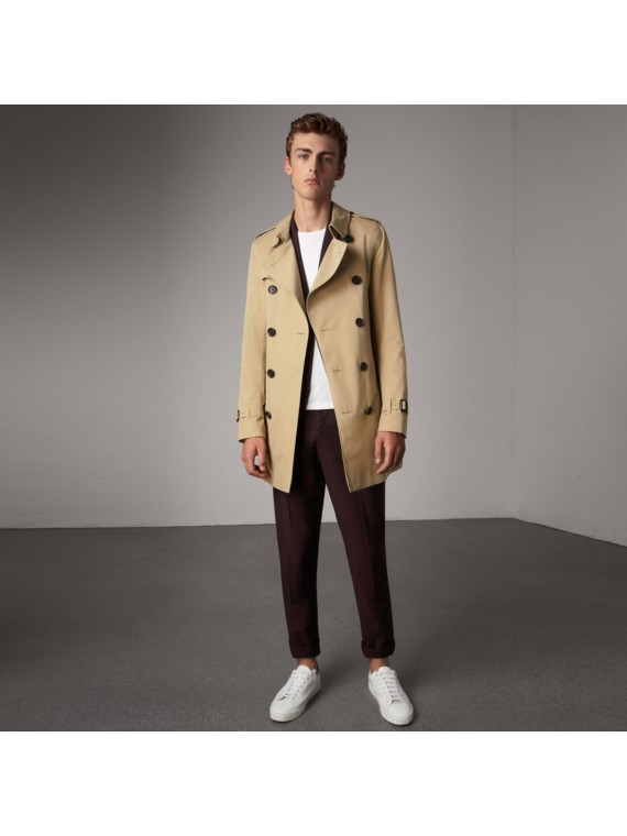 Laminated Check Cotton Trench Coat in New Classic - Men | Burberry ...