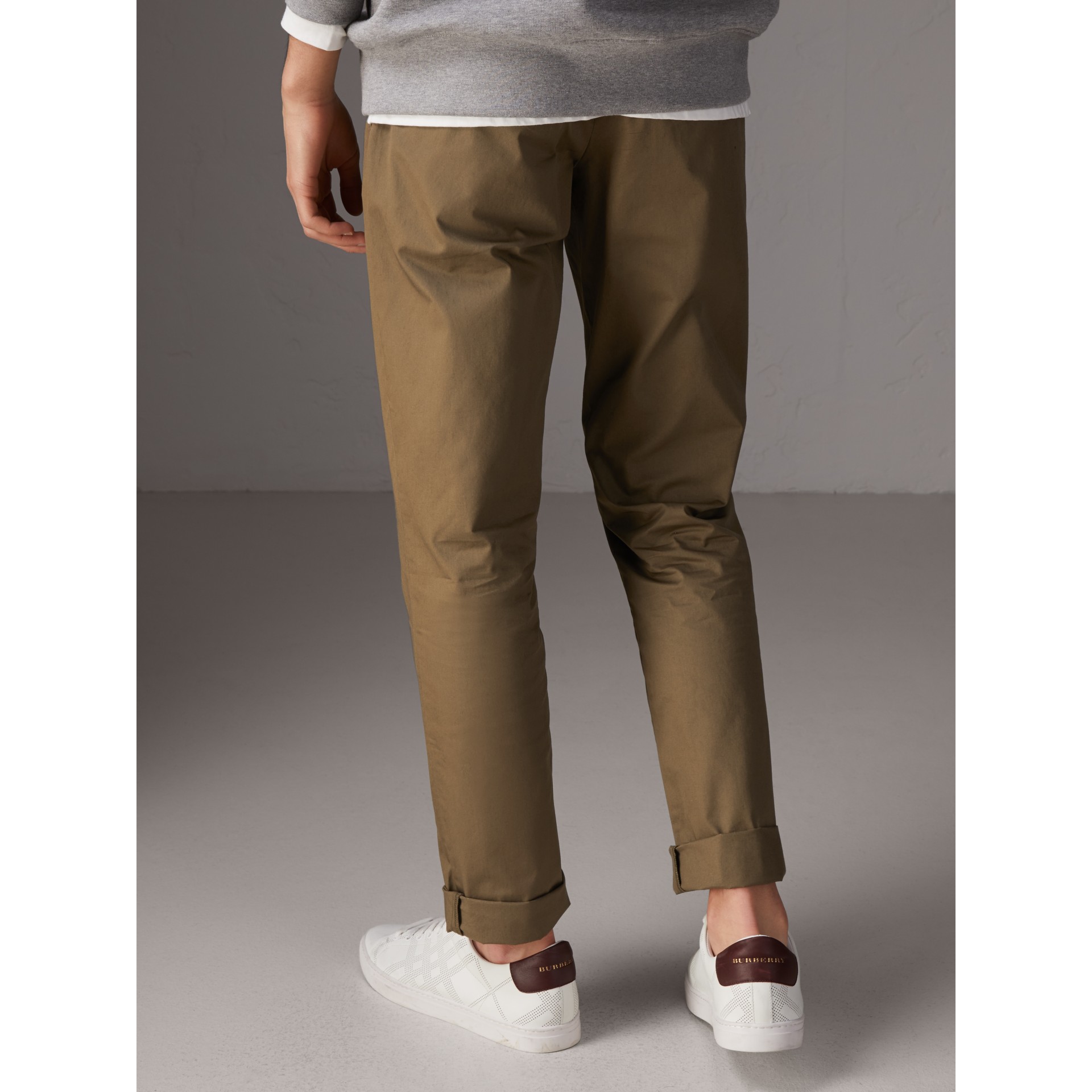 green slim fit chinos