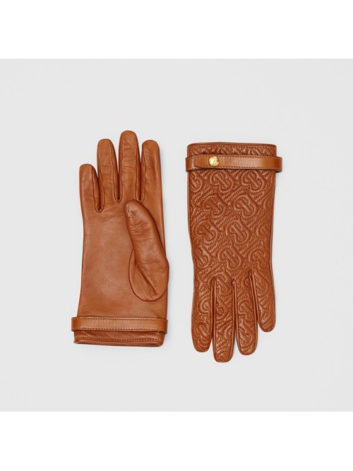 BURBERRY BURBERRY CASHMERE-LINED QUILTED MONOGRAM LAMBSKIN GLOVES,80249841