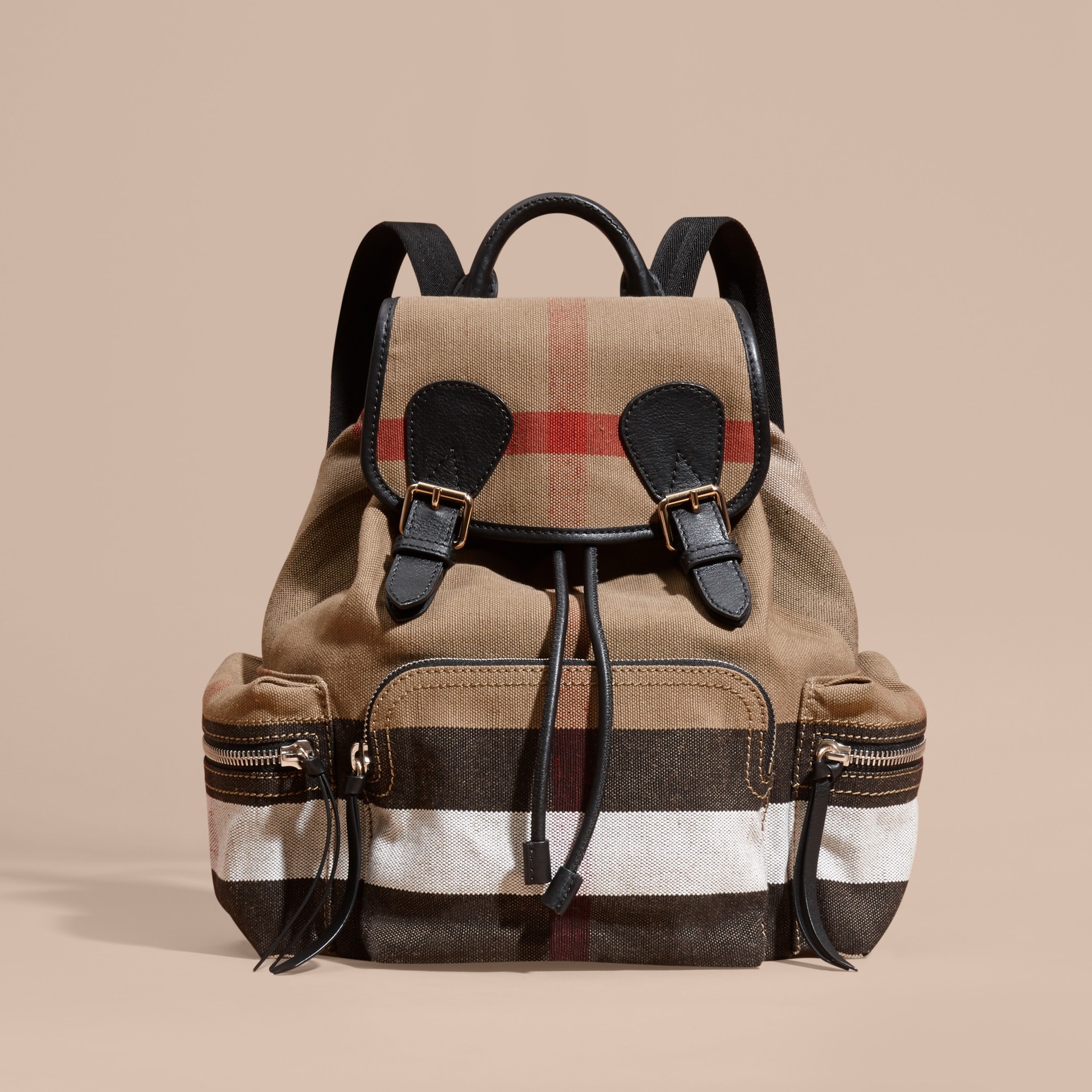 The Medium Rucksack in Canvas Check and Leather Burberry Australia
