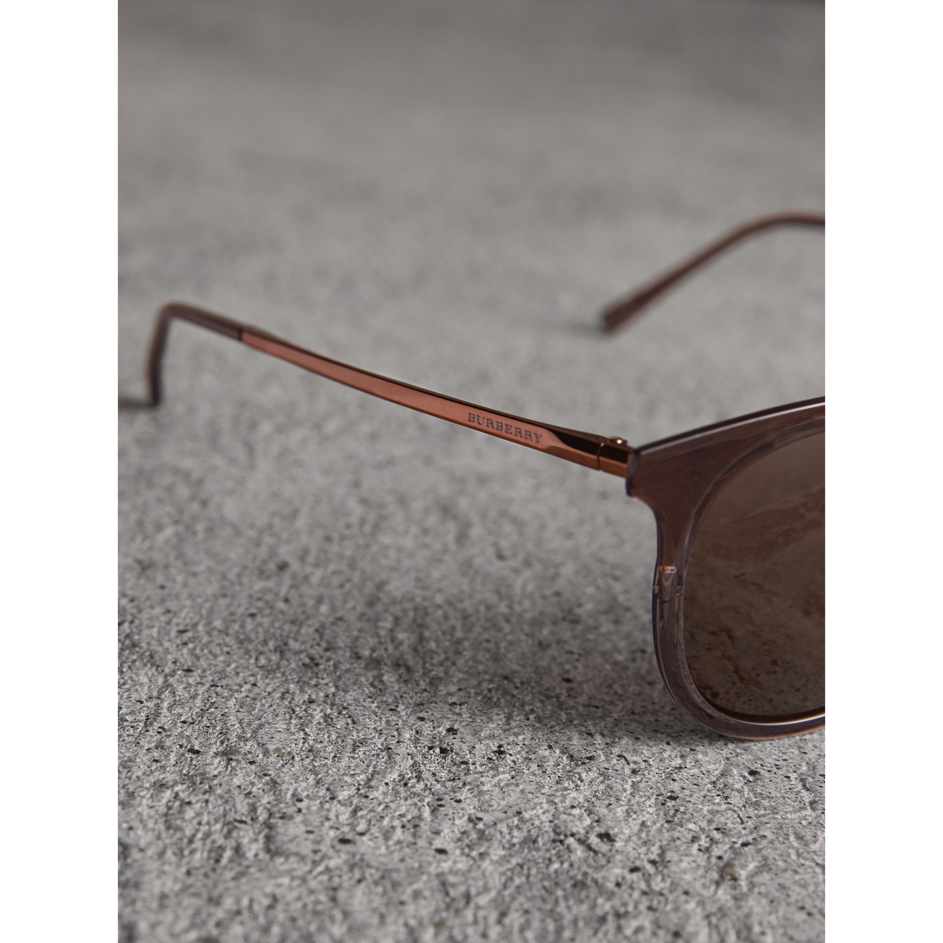 Round Frame Sunglasses In Burnt Orange Men Burberry United States