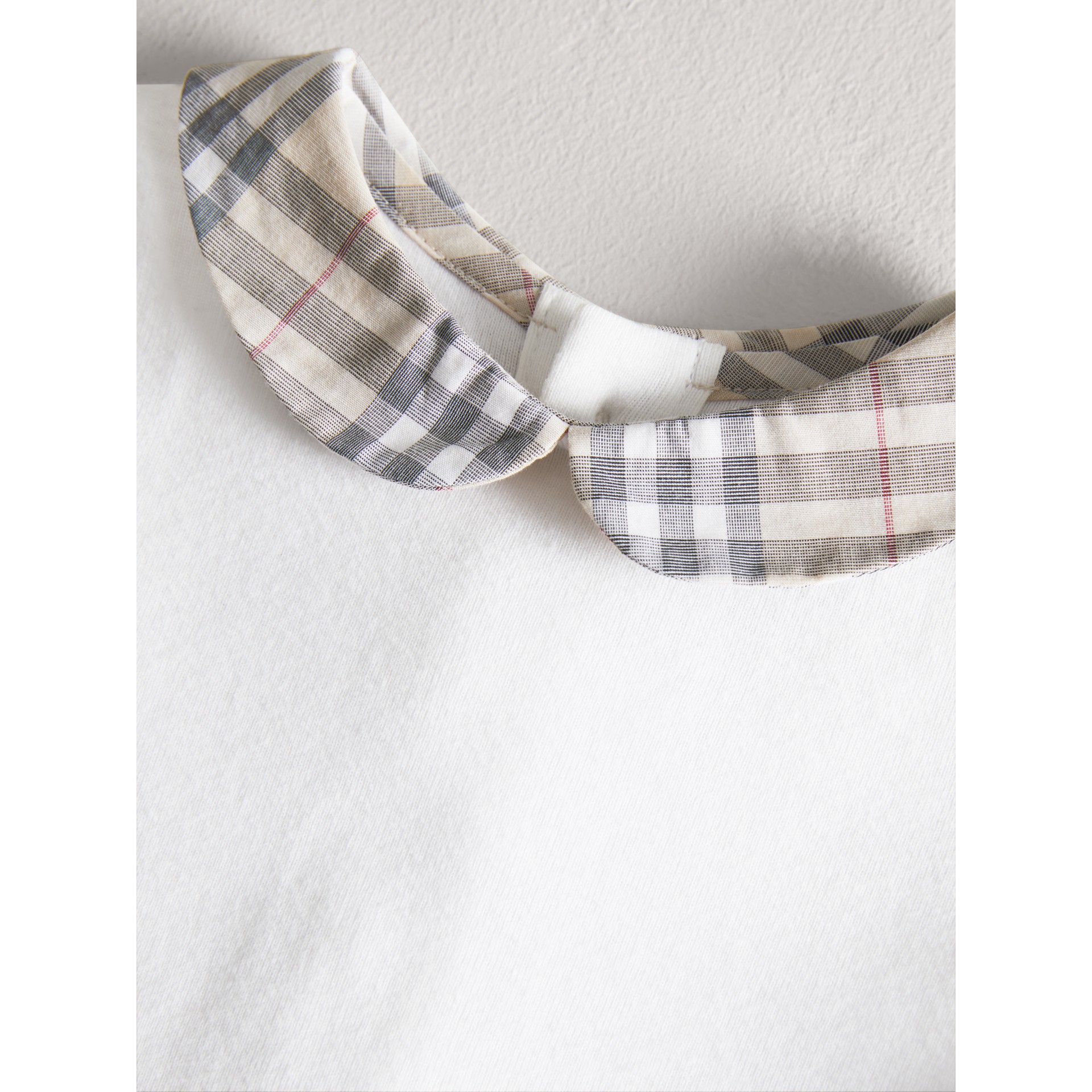 Check Collar Bodysuit in White Burberry United States