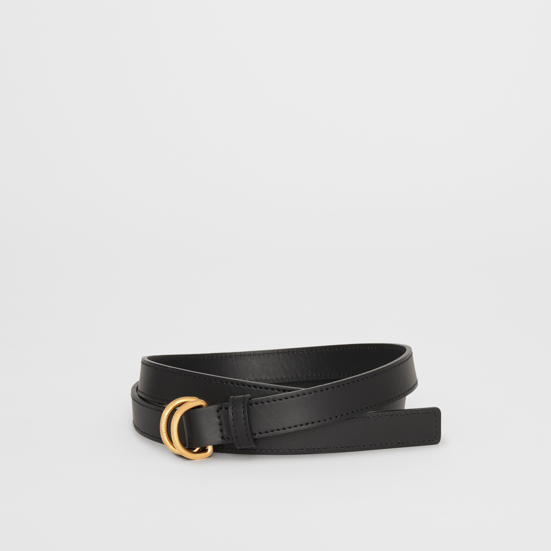 Slim Leather Double D-ring Belt in Black - Women | Burberry Canada