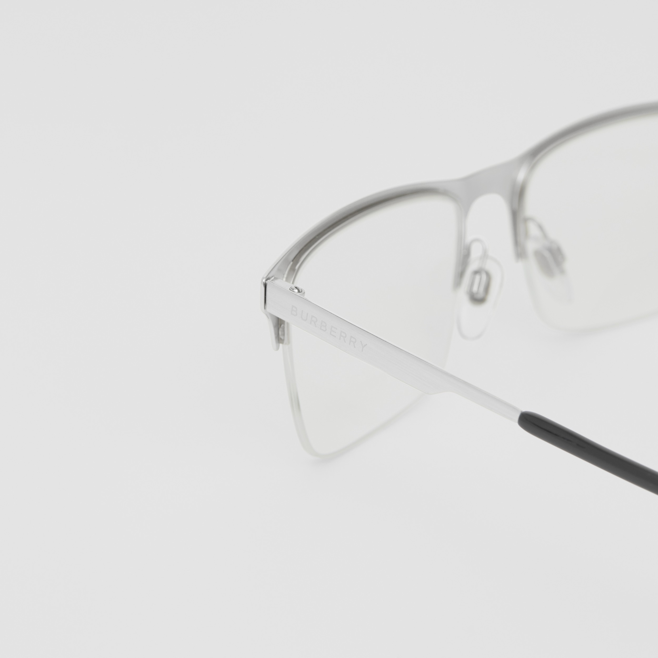 Rectangular Optical Frames in Silver - Men | Burberry® Official - 2