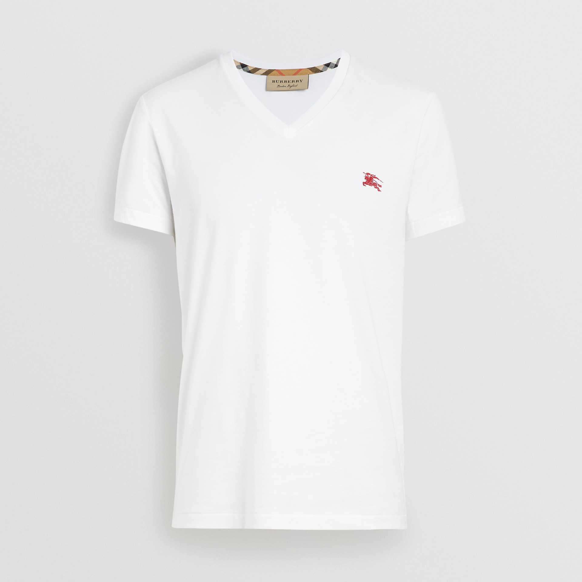 Cotton Jersey V-neck T-shirt In White - Men | Burberry United States