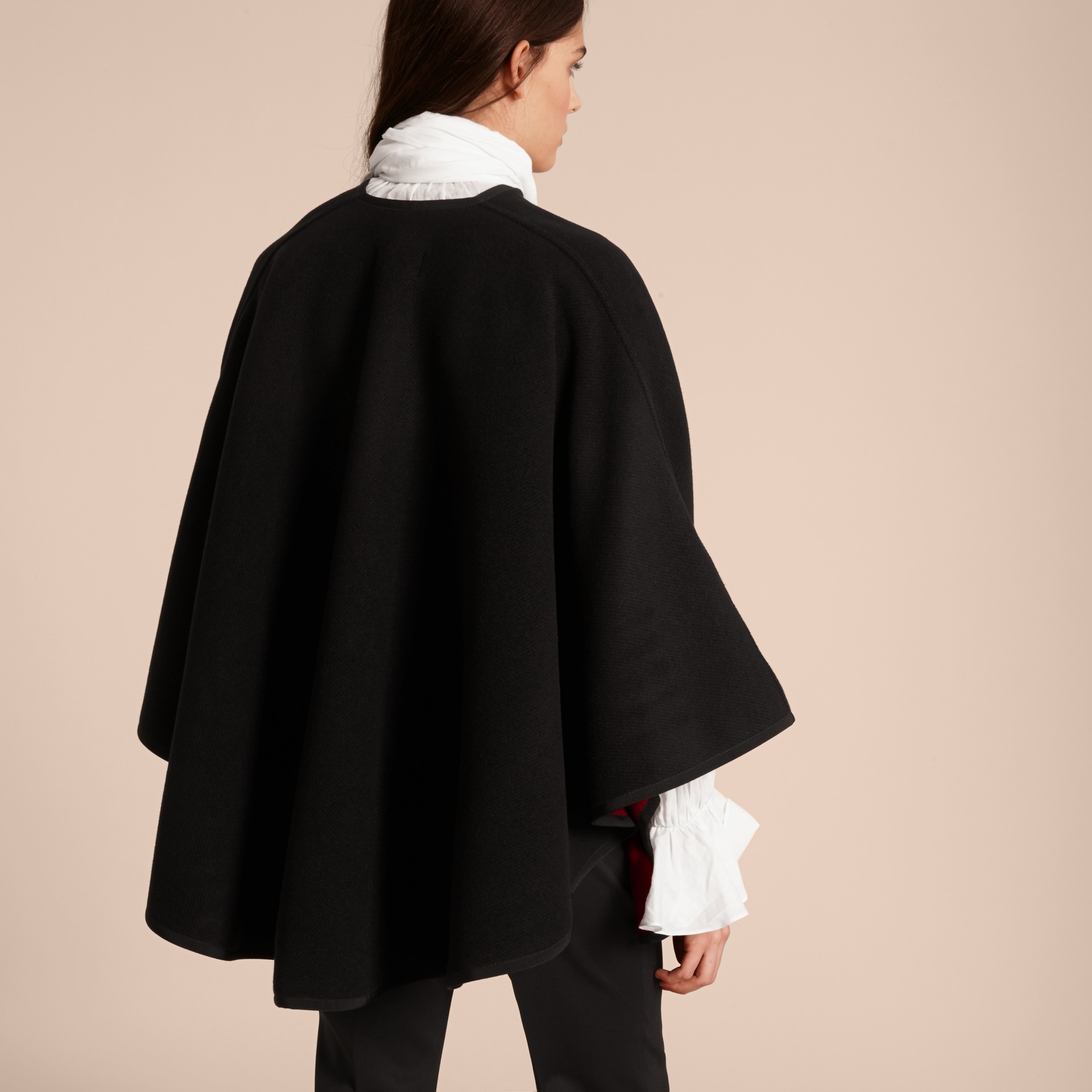 Wool Cashmere Military Cape in Black/parade Red - Women | Burberry ...