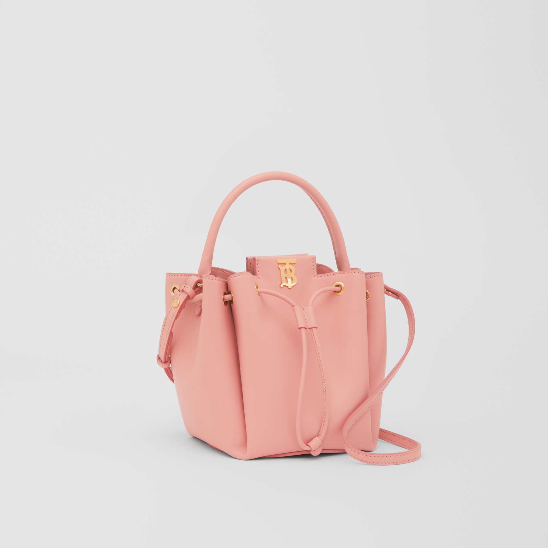 Monogram Motif Leather Bucket Bag in Blush Pink - Women | Burberry ...