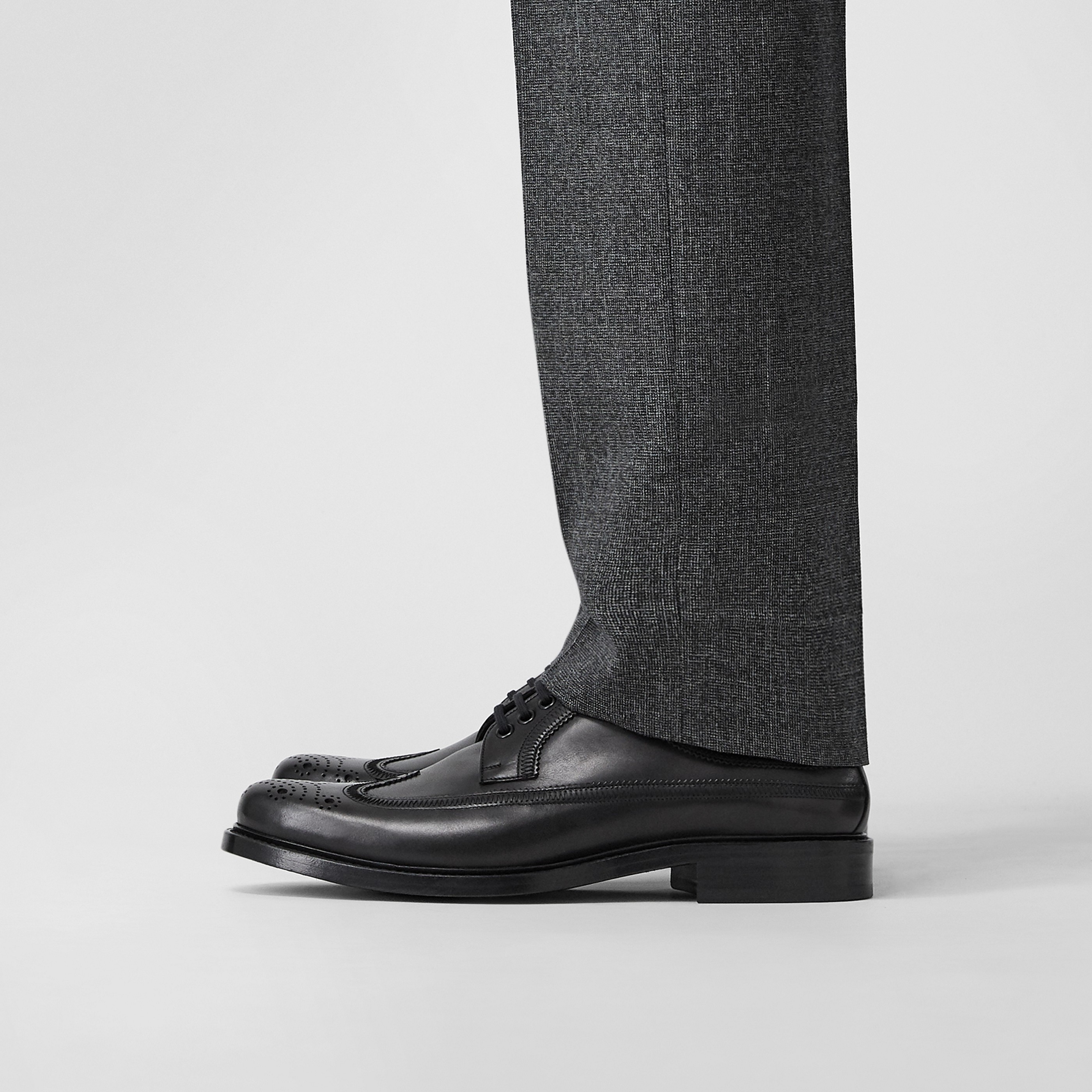 Brogue Detail Leather Derby Shoes in Black Men Burberry United Brogue Detail Leather Derby Shoes in Black Men Burberry United