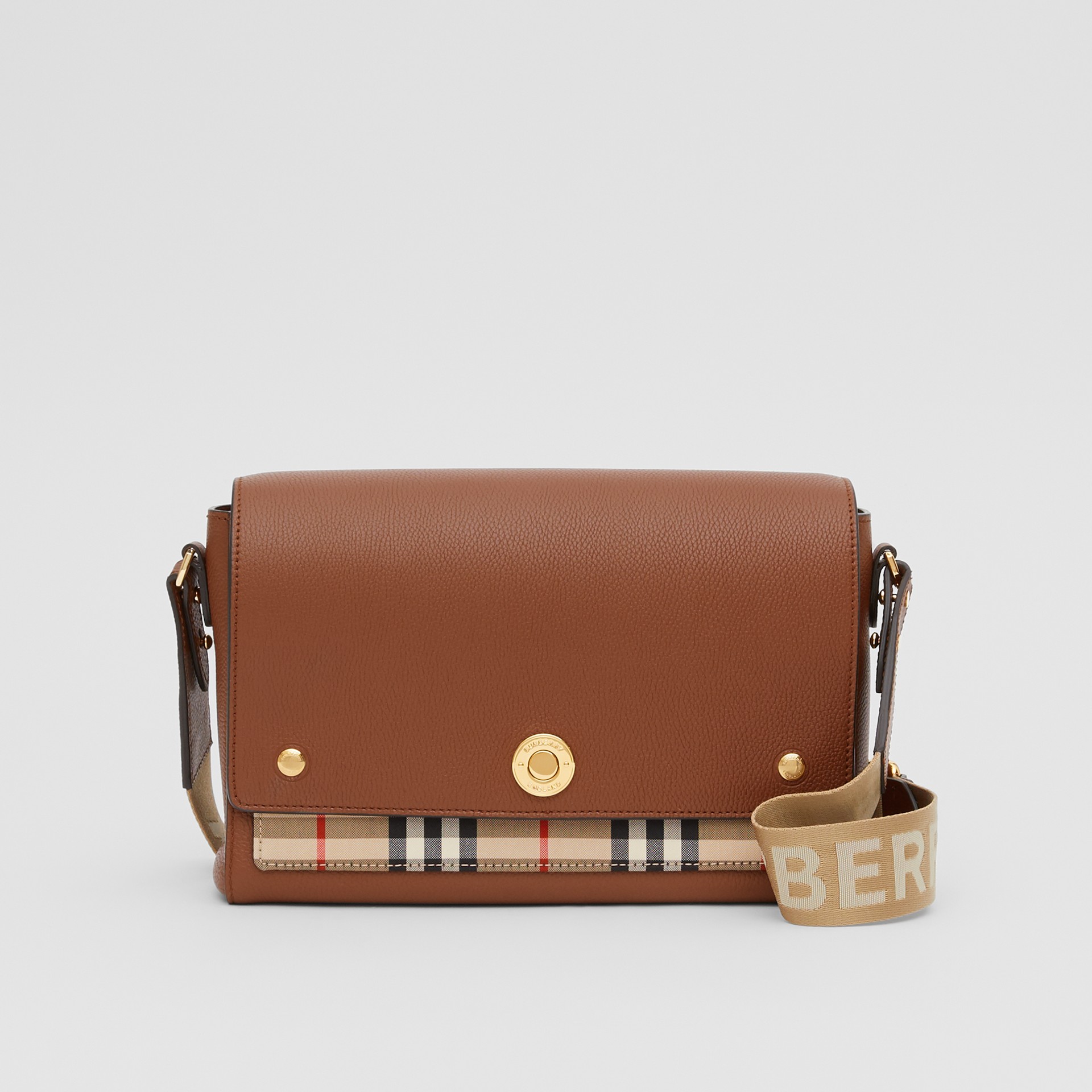 Leather And Vintage Check Note Crossbody Bag In Tan Women Burberry United States Leather And Vintage Check Note Crossbody Bag In Tan Women Burberry United States