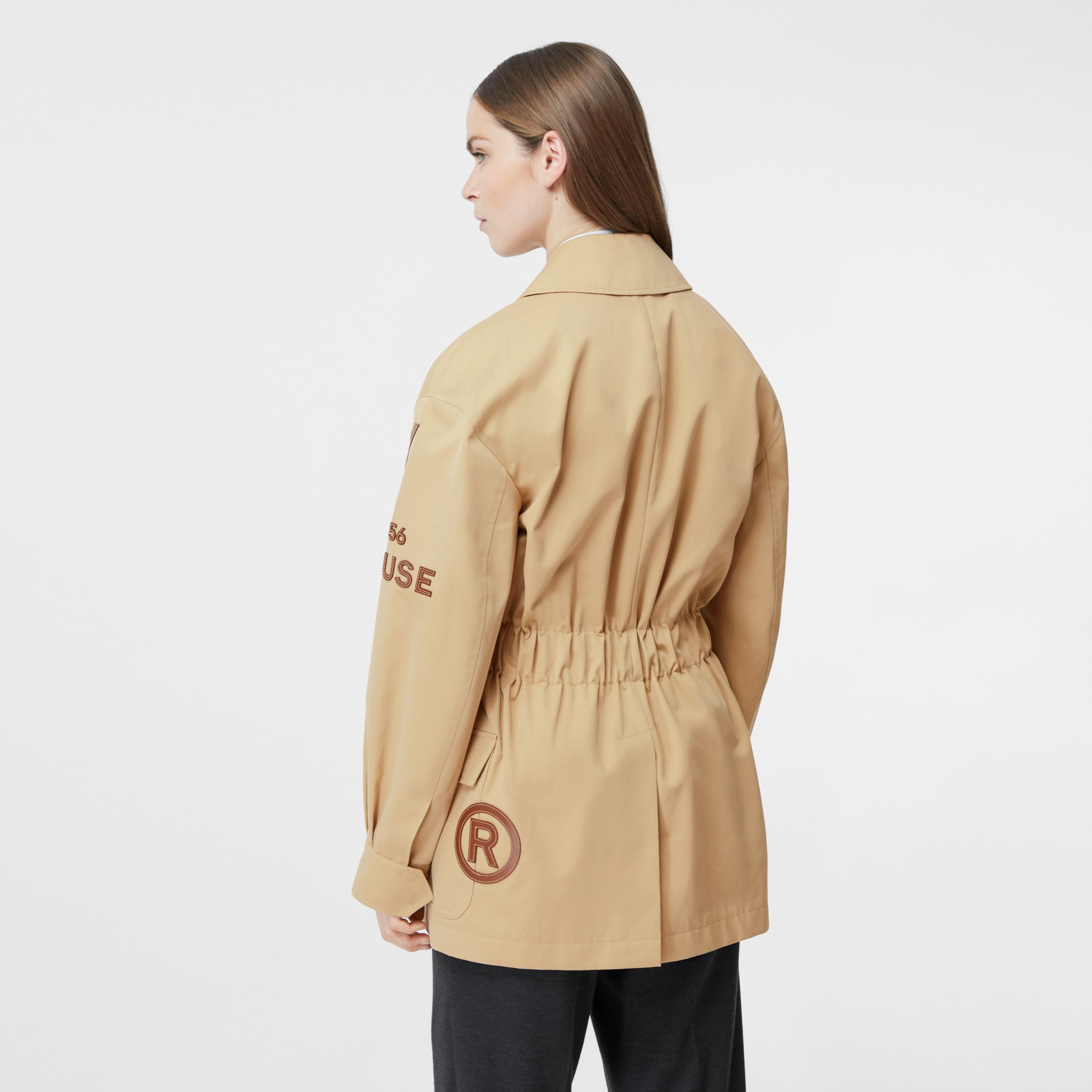 Leather Horseferry Appliqué Cotton Riding Jacket in Honey - Women ...