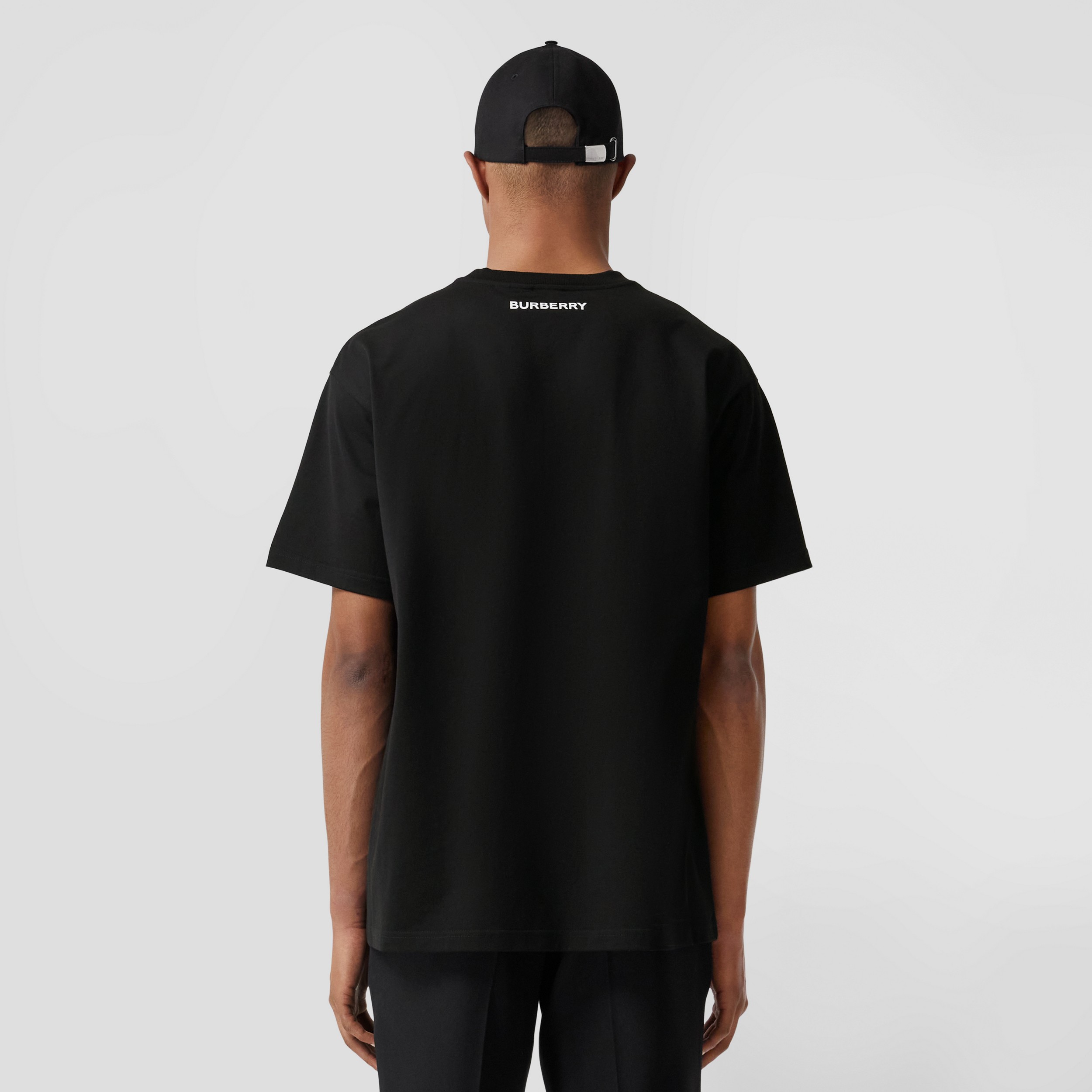 Deer Print Cotton Oversized T-shirt in Black - Men | Burberry® Official - 3