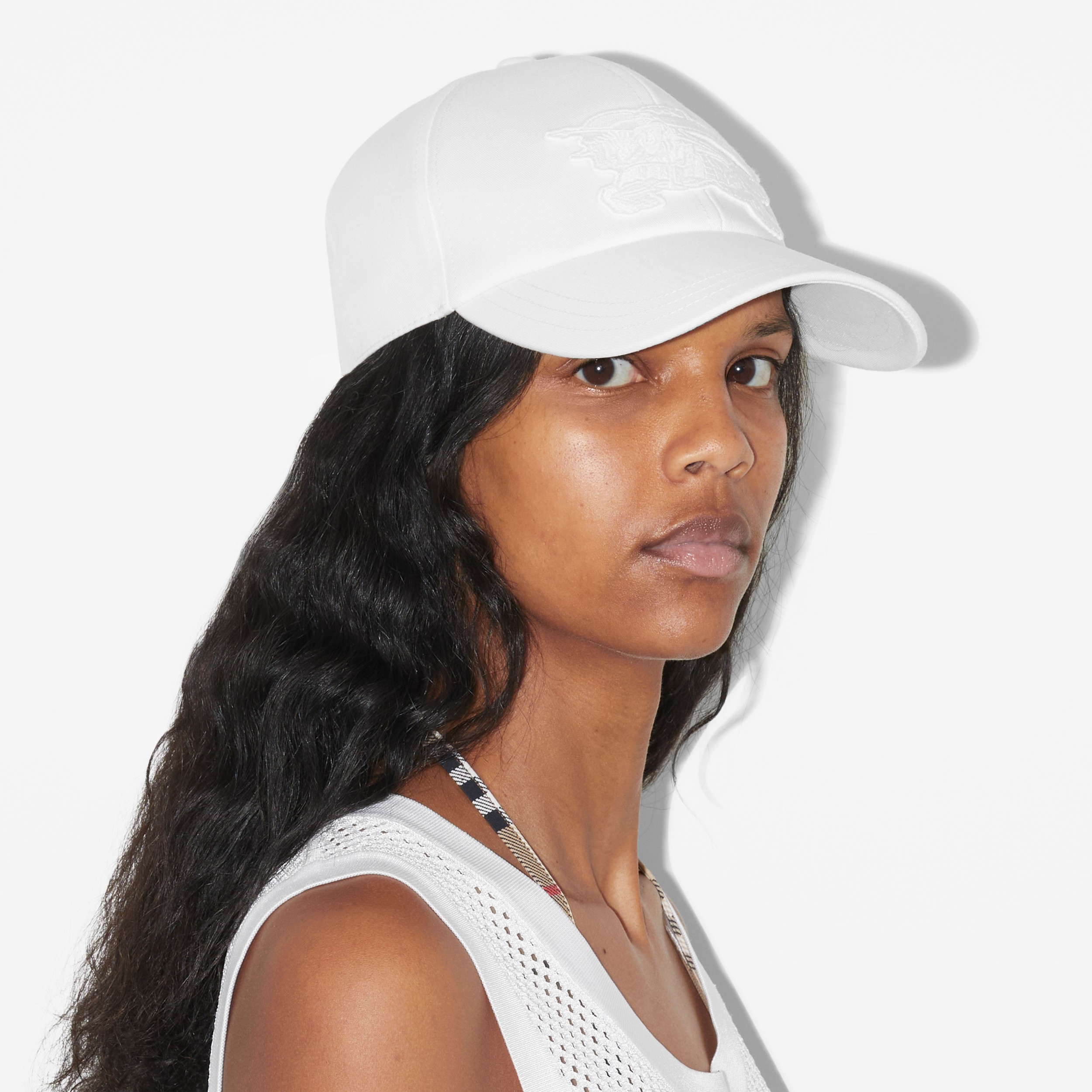 EKD Appliqué Cotton Gabardine Baseball Cap in Optic White | Burberry® Official - 4
