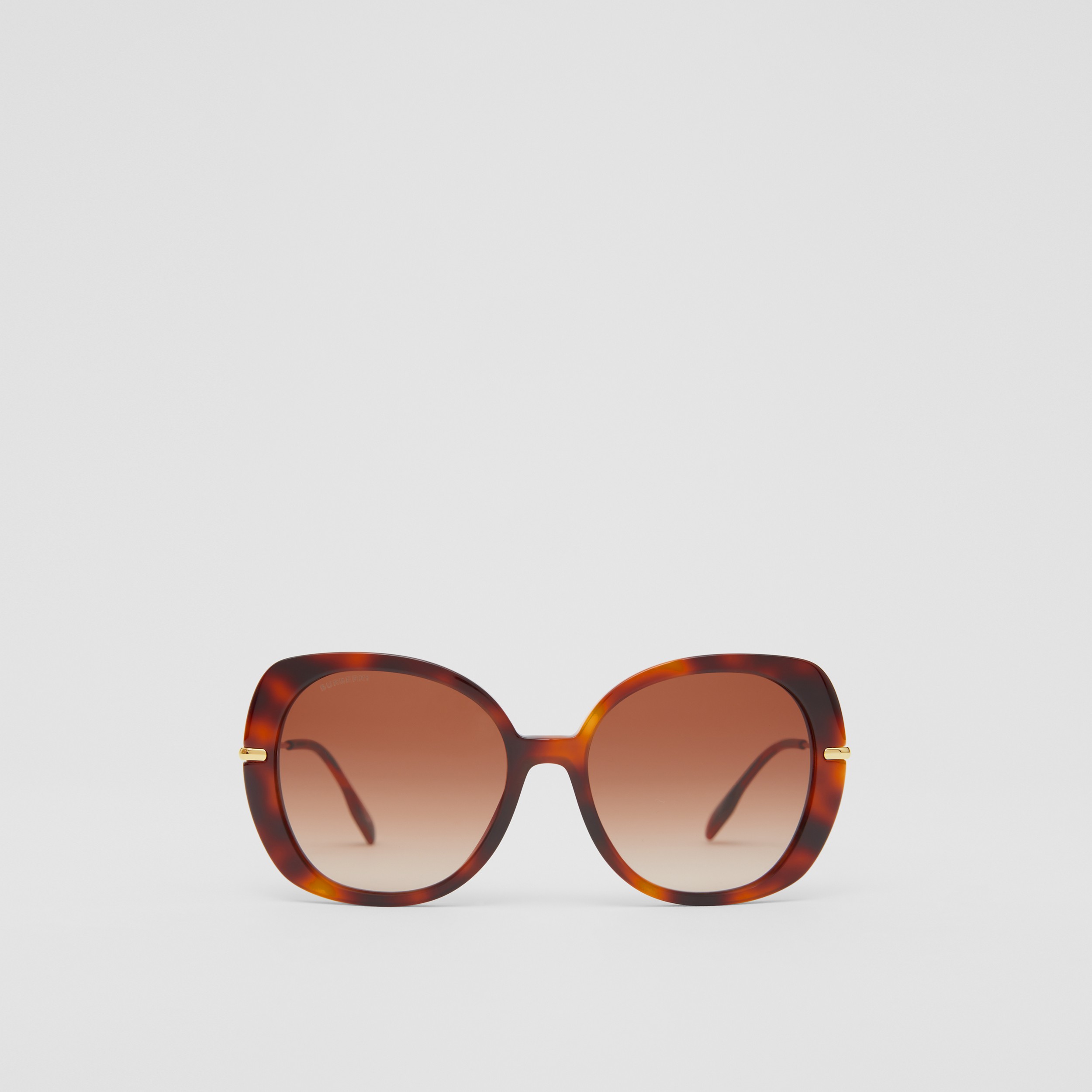 Sonnenbrille mit eckiger Fassung und Streifendetail (Warmes Schildpattfarben) - Damen | Burberry® - 1
