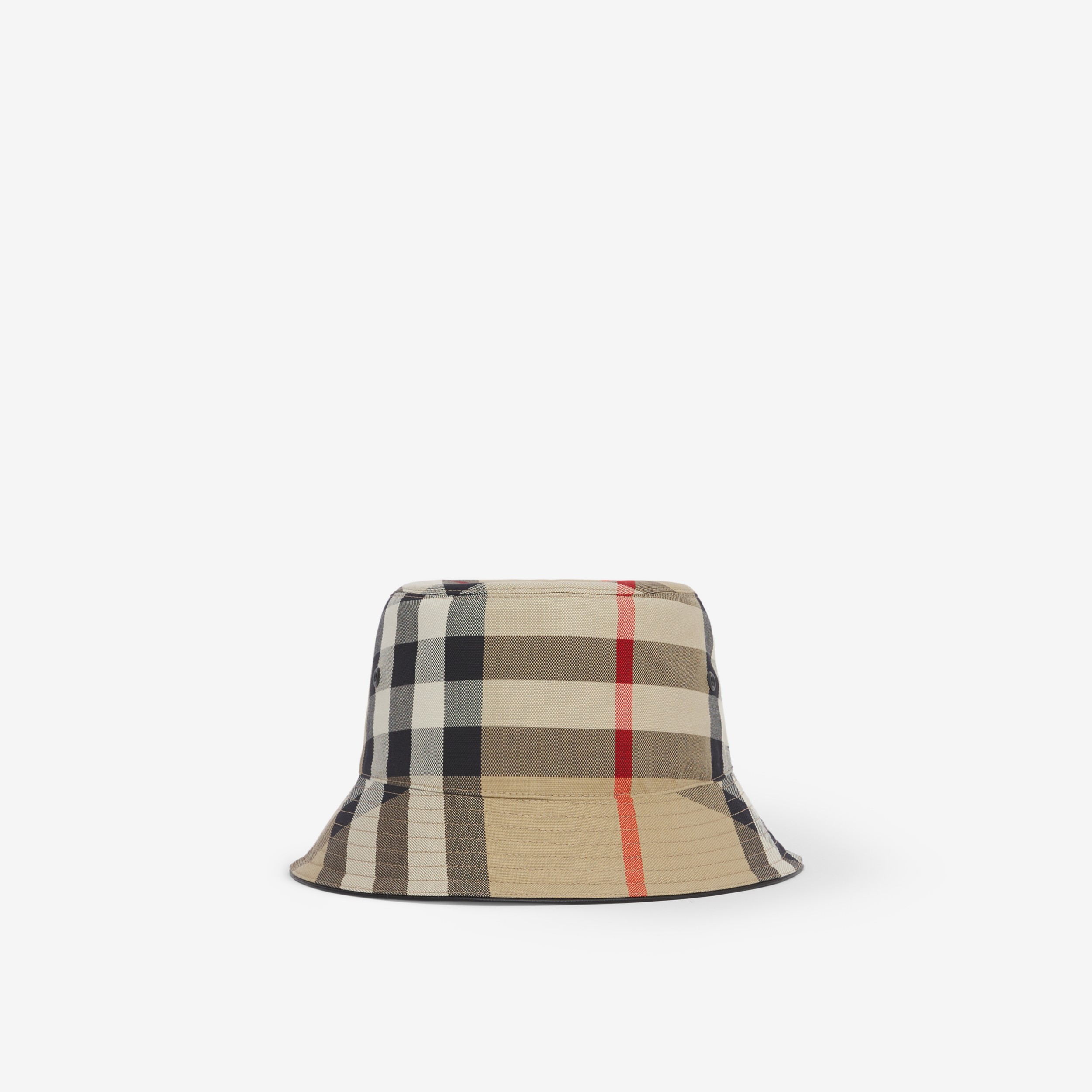 Exaggerated Check Cotton Bucket Hat in Archive Beige | Burberry® Official