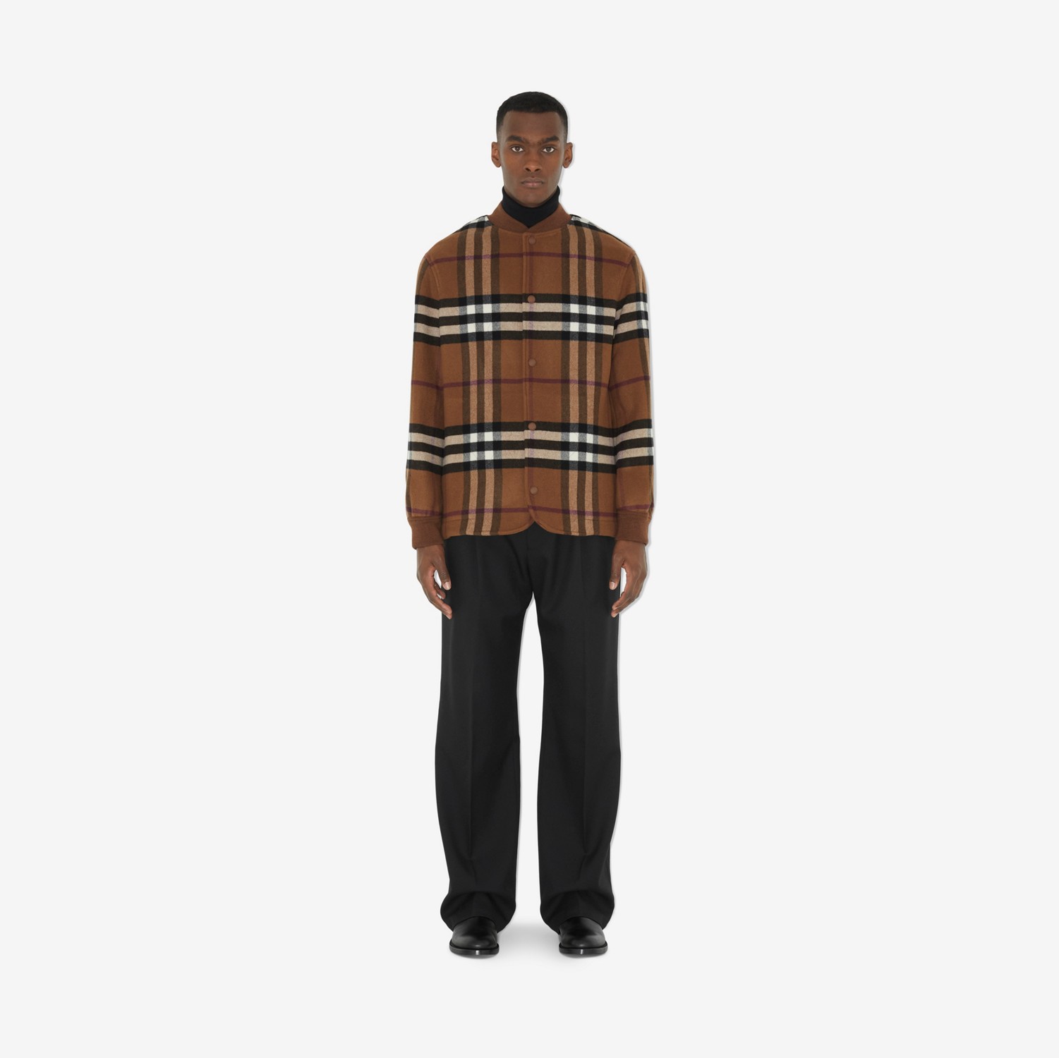 Quilted Check Wool Blend Bomber Jacket in Dark Birch Brown - Men | Burberry® Official