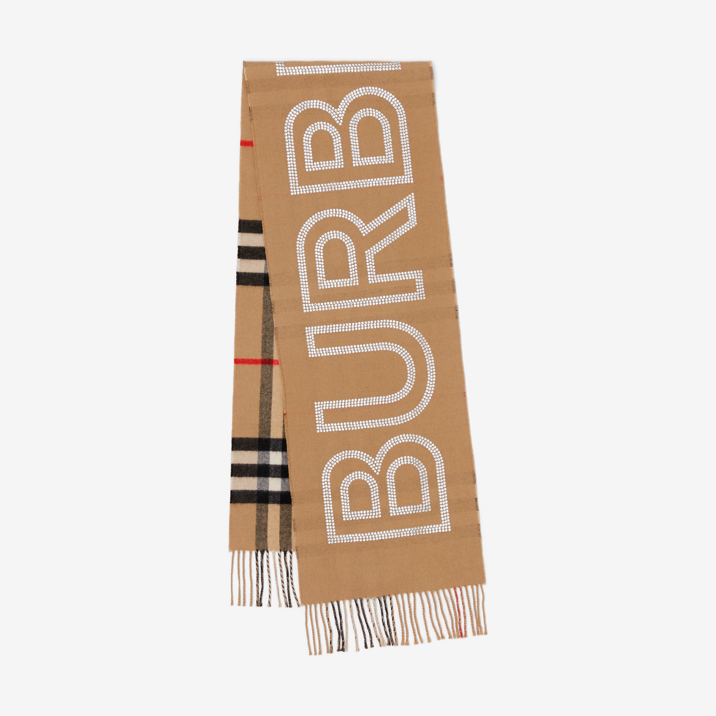 Logo Check Reversible Cashmere Scarf in Archive Beige | Burberry® Official - 1