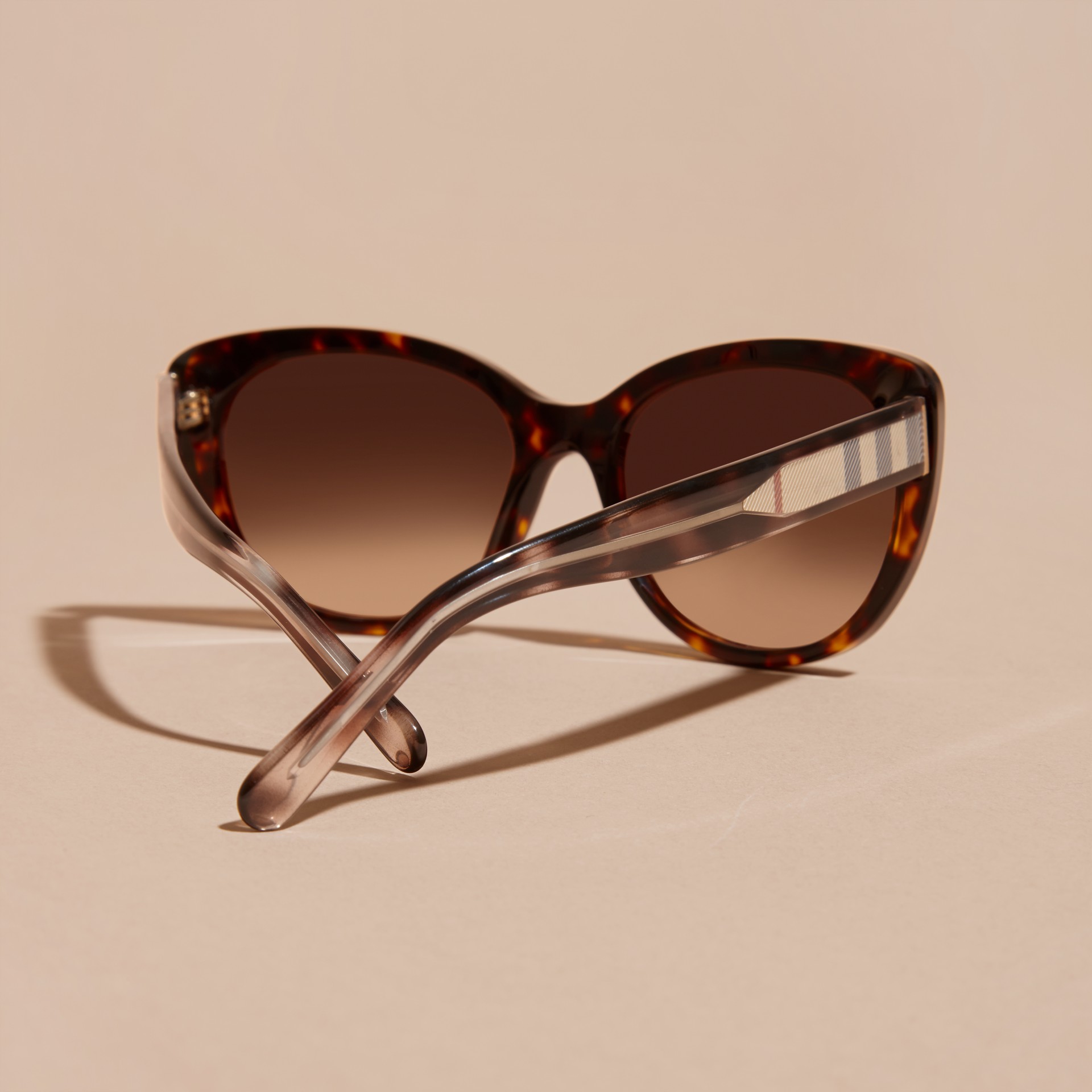 Check Detail Cateye Sunglasses in Light Russet Brown Women