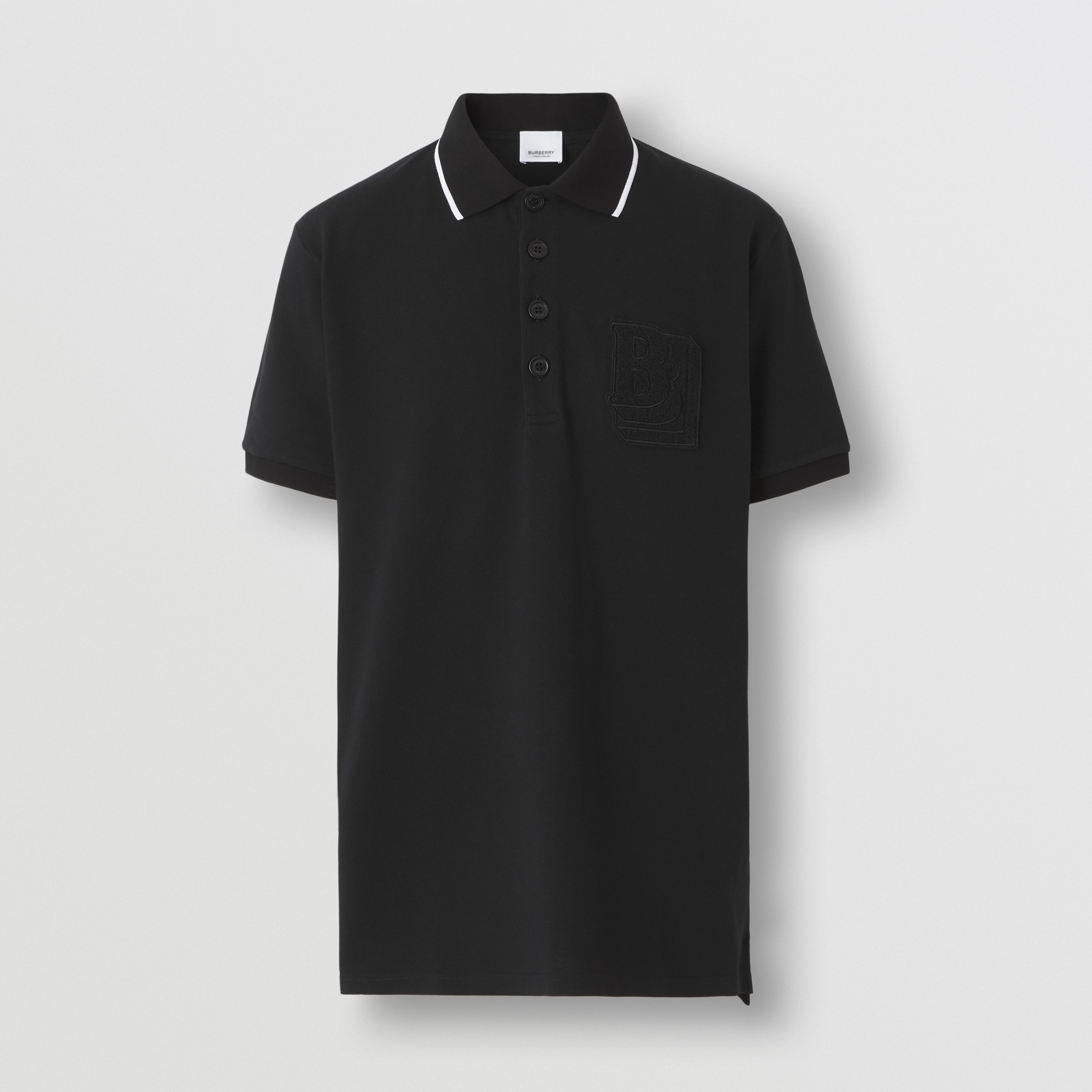 Letter Graphic Cotton Piqué Oversized Polo Shirt in Black - Men ...