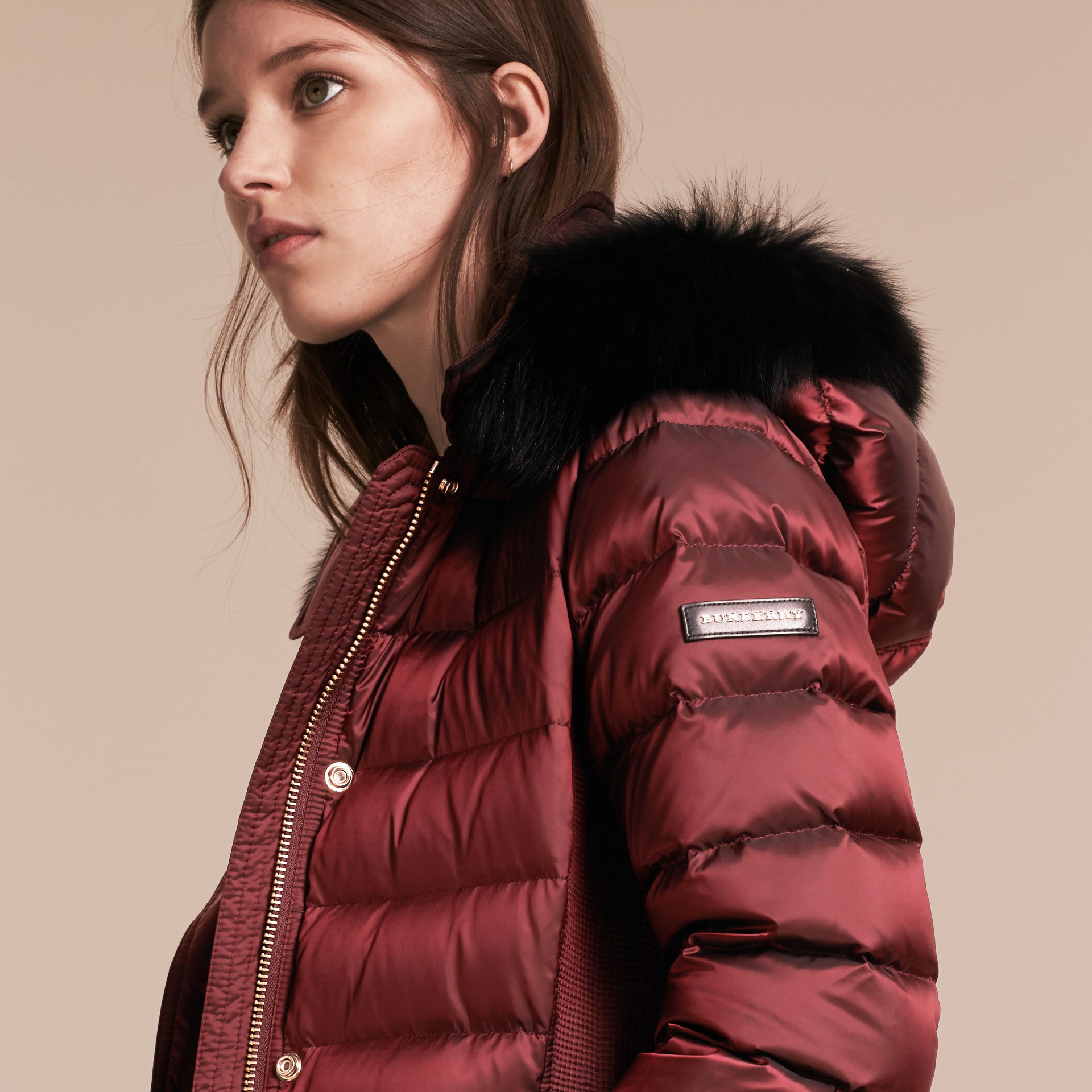 burberry down coat with fur hood
