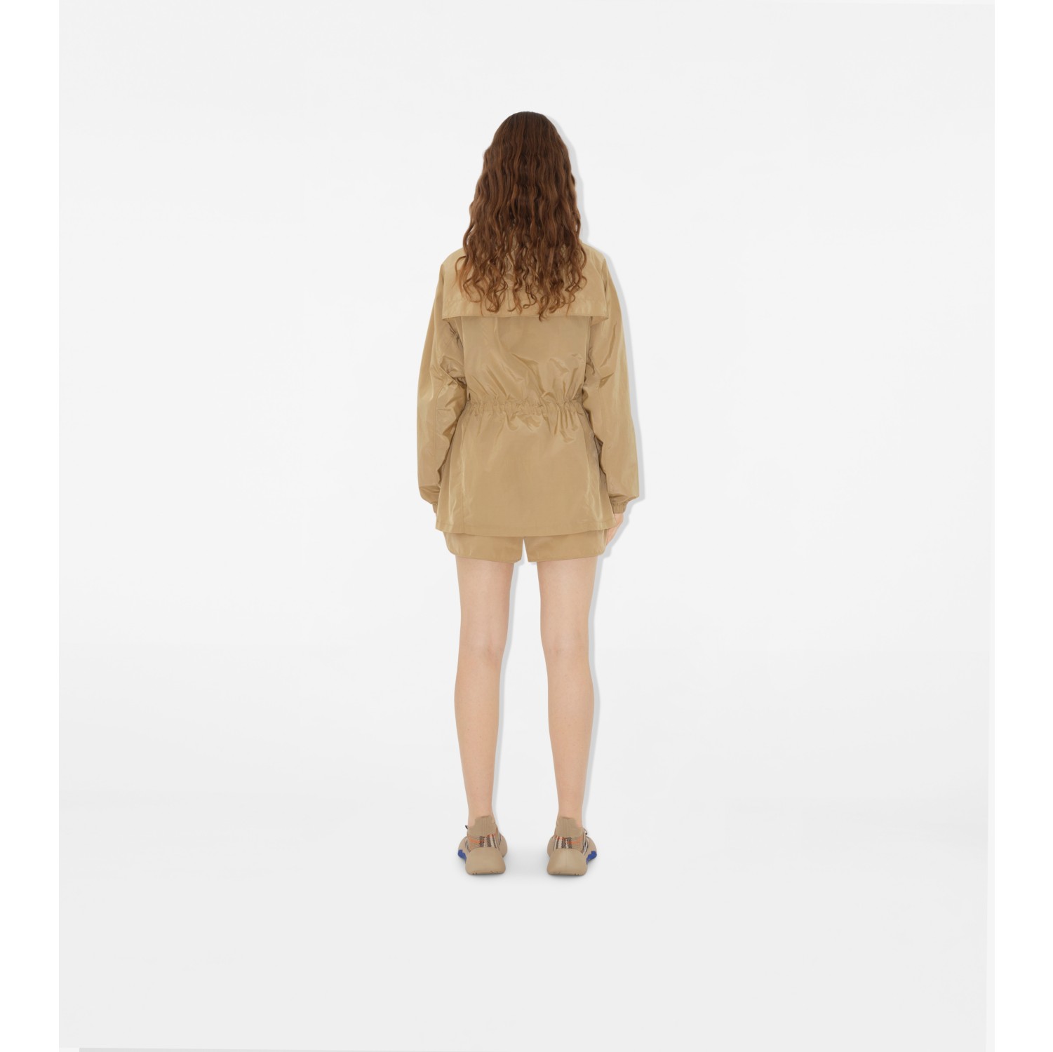 Short Nylon Cotton Parka in Cracker - Women | Burberry® Official