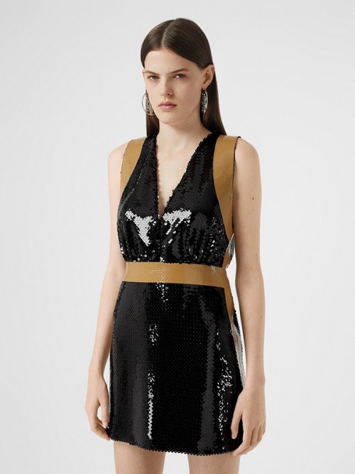 BURBERRY Tape Detail Sequinned Mini Dress