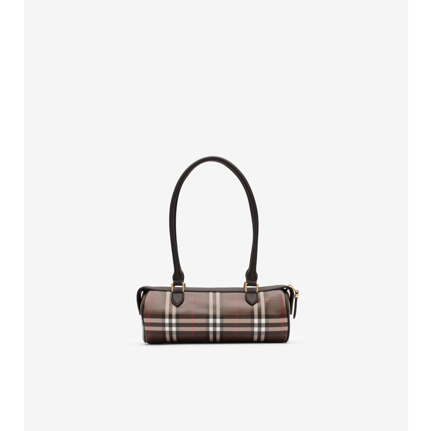 Mini Check Barrel Bag in Chocolate brown - Women | Burberry® Official
