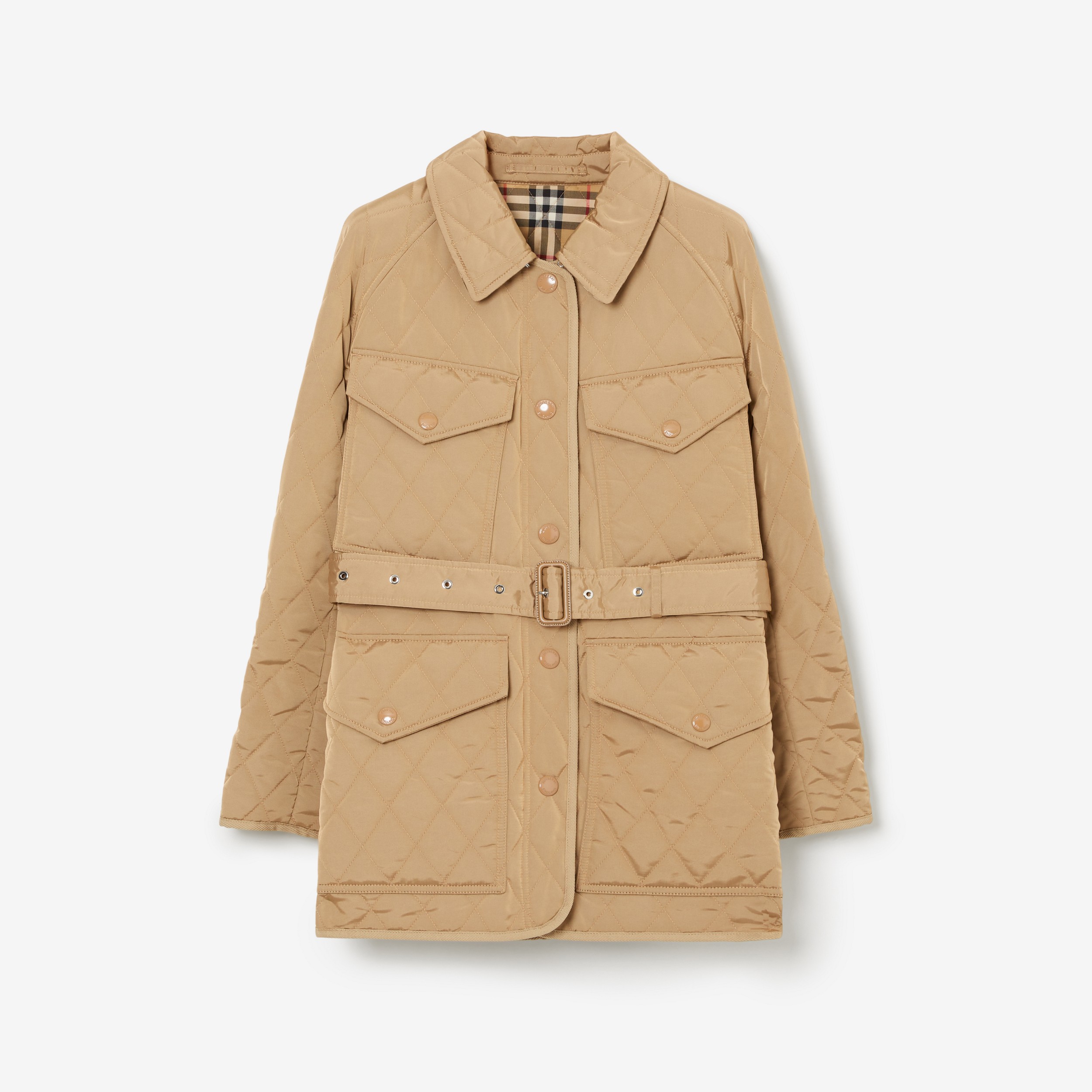 Diamond Quilted Nylon Canvas Field Jacket in Archive Beige - Women | Burberry® Official - 1