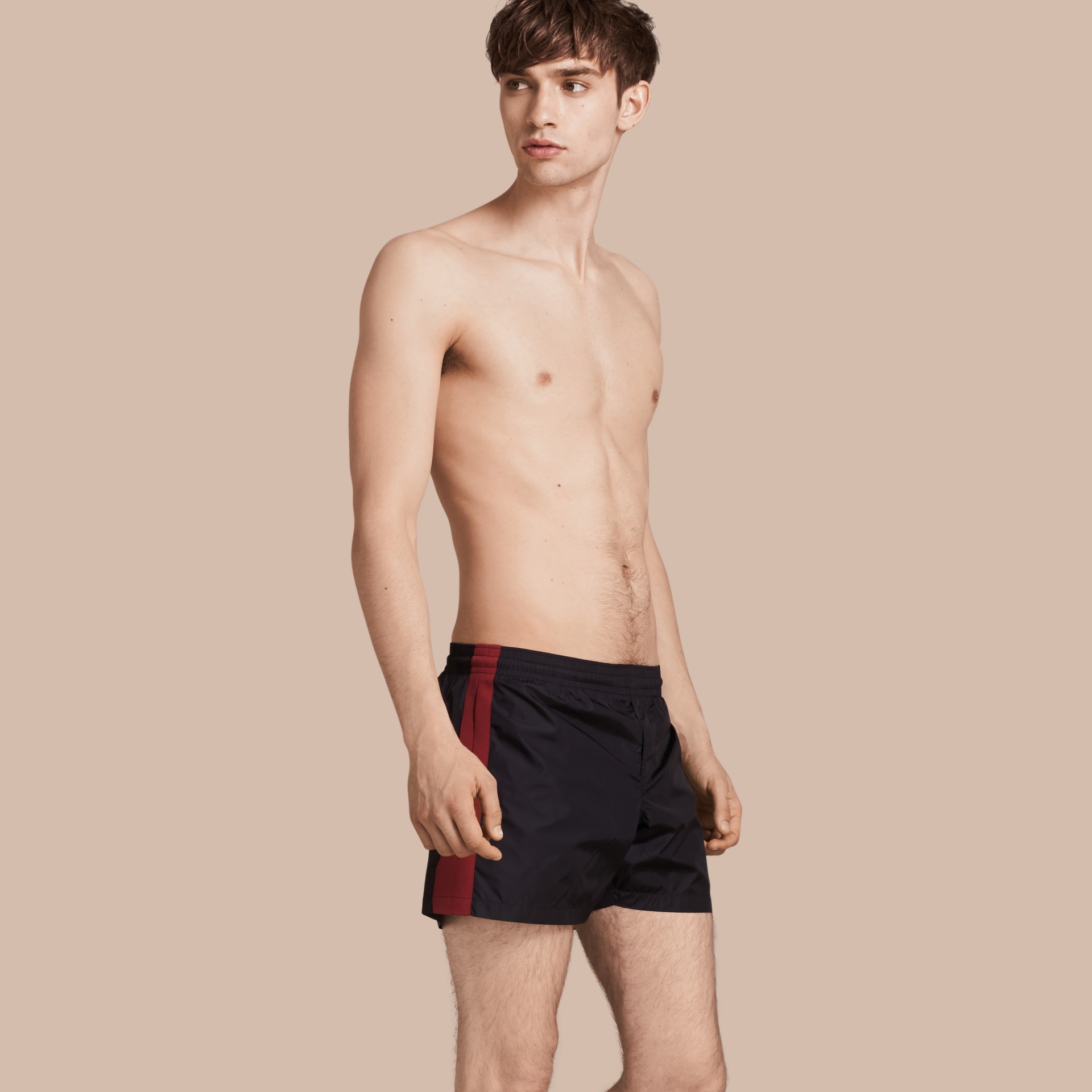 Stripe Detail Swim Shorts Navy Burberry