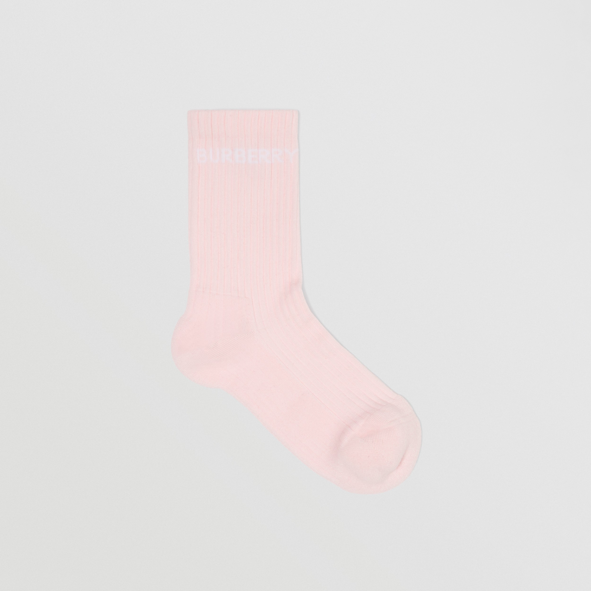 Socken aus technischer Stretchbaumwolle mit Logo in Intarsienoptik (Helles Bonbonrosa) | Burberry® - 1