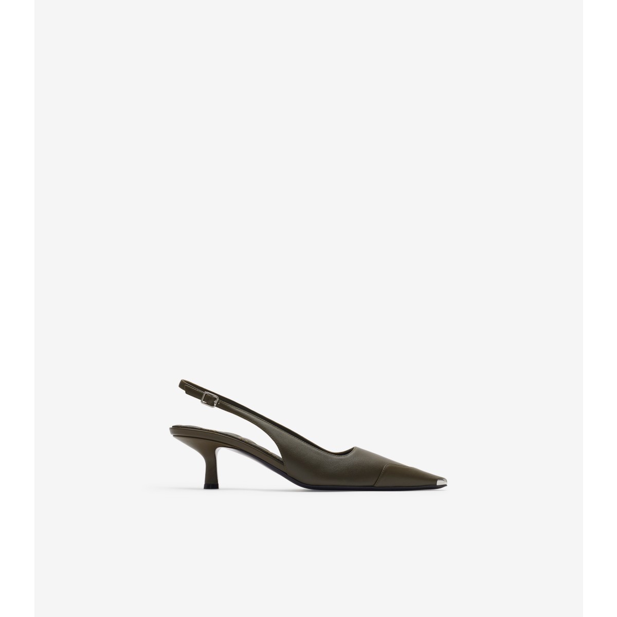 Burberry Leather Chisel Slingback Pumps In Loch