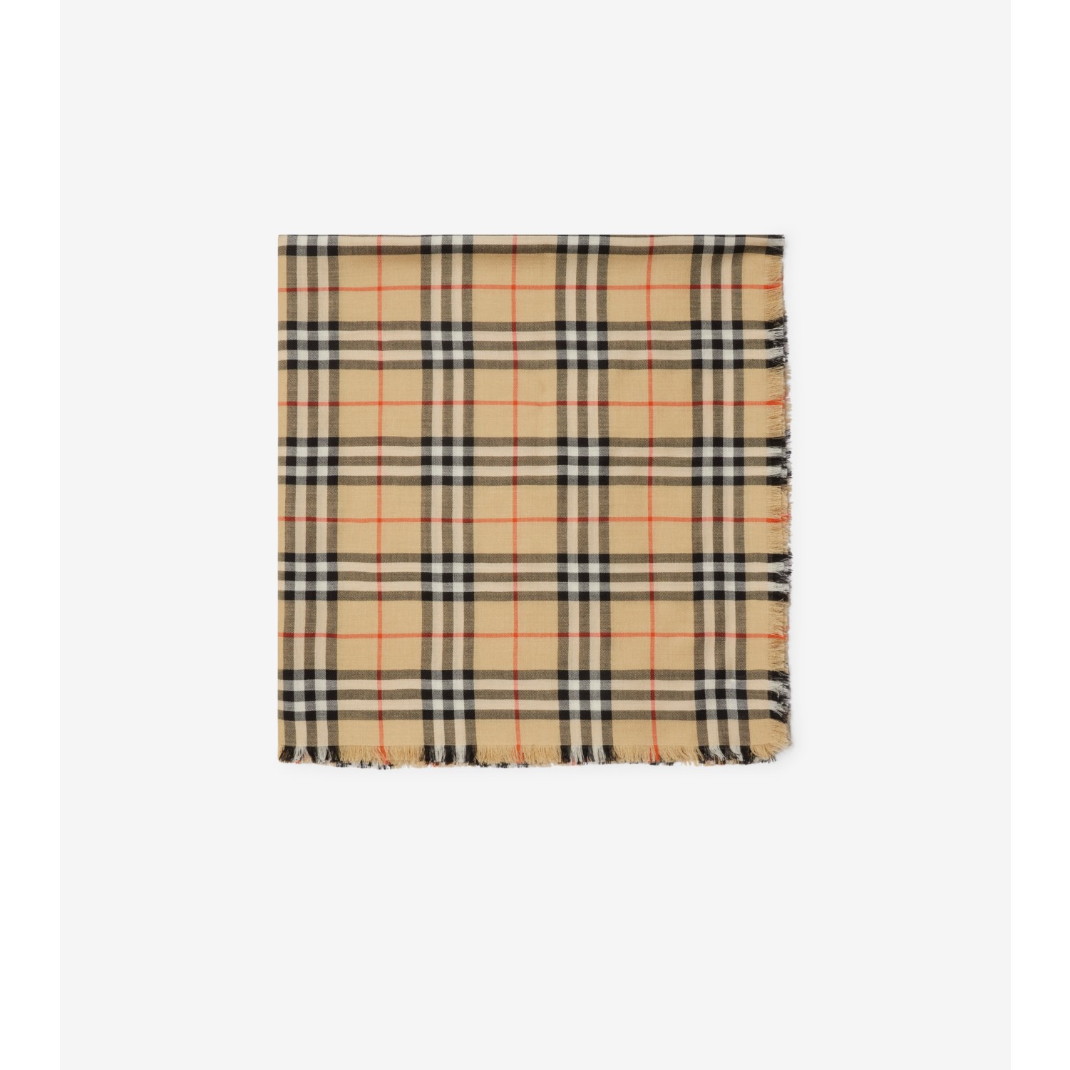 Check Cashmere Silk Scarf in Sand beige | Burberry® Official