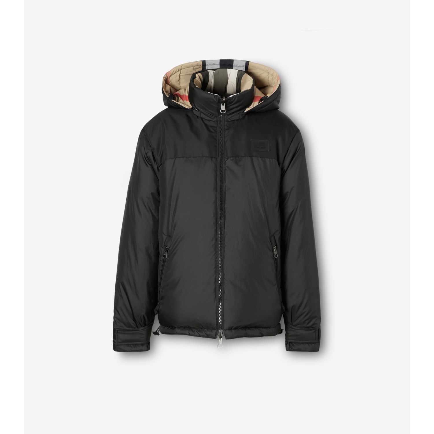 Check Nylon Reversible Down Jacket-