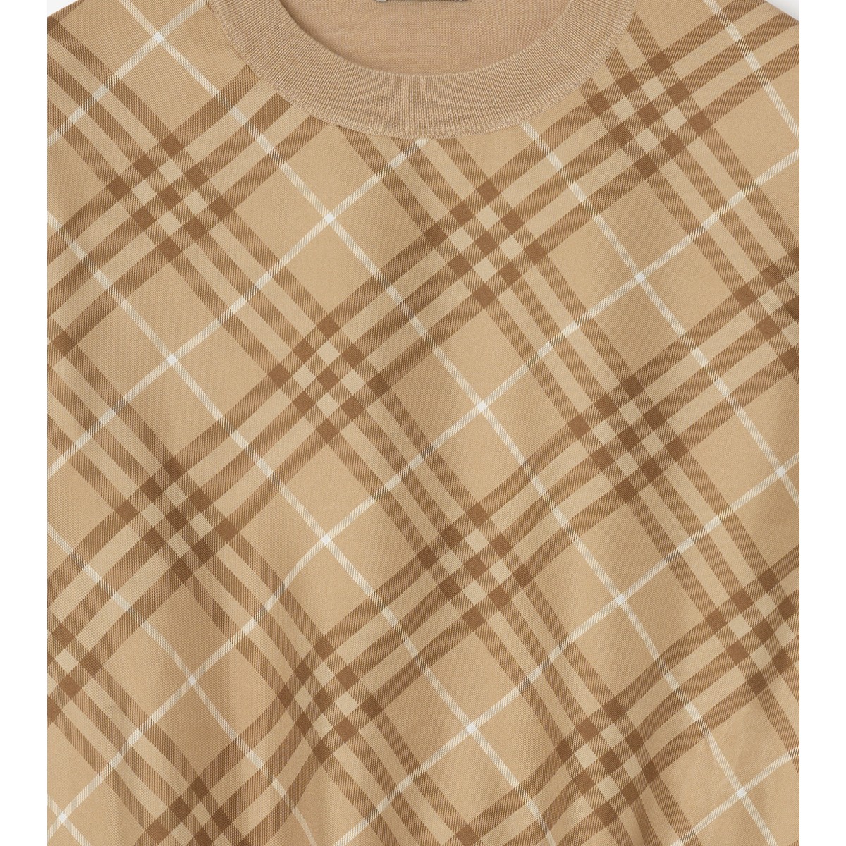  Check Panel Wool Silk T-shirt