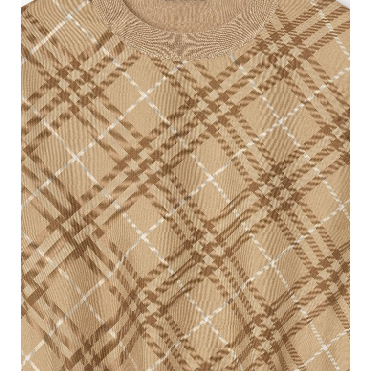 Check Panel Wool Silk T-shirt