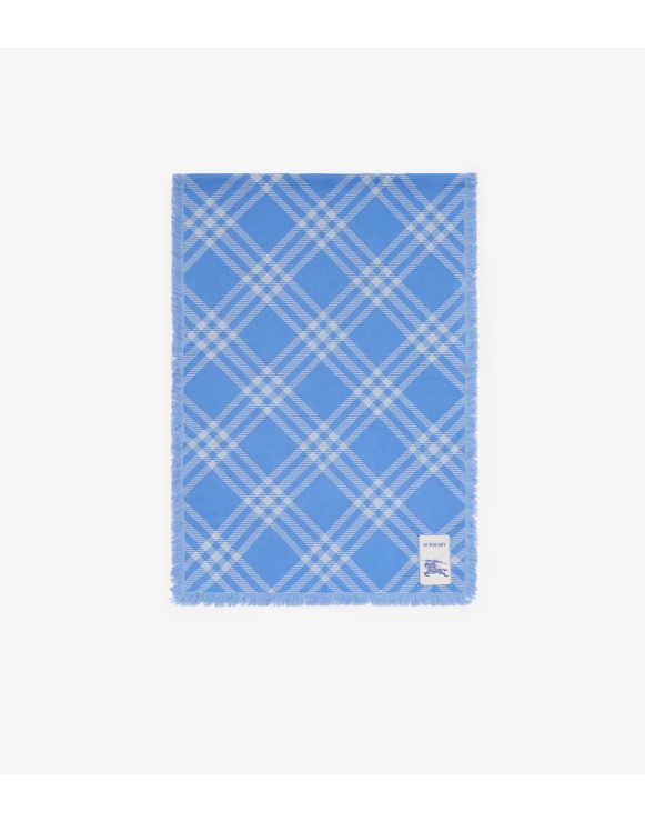 Wide Check Wool Silk Scarf