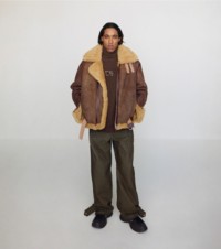 Shearling jacket in moss and brown 