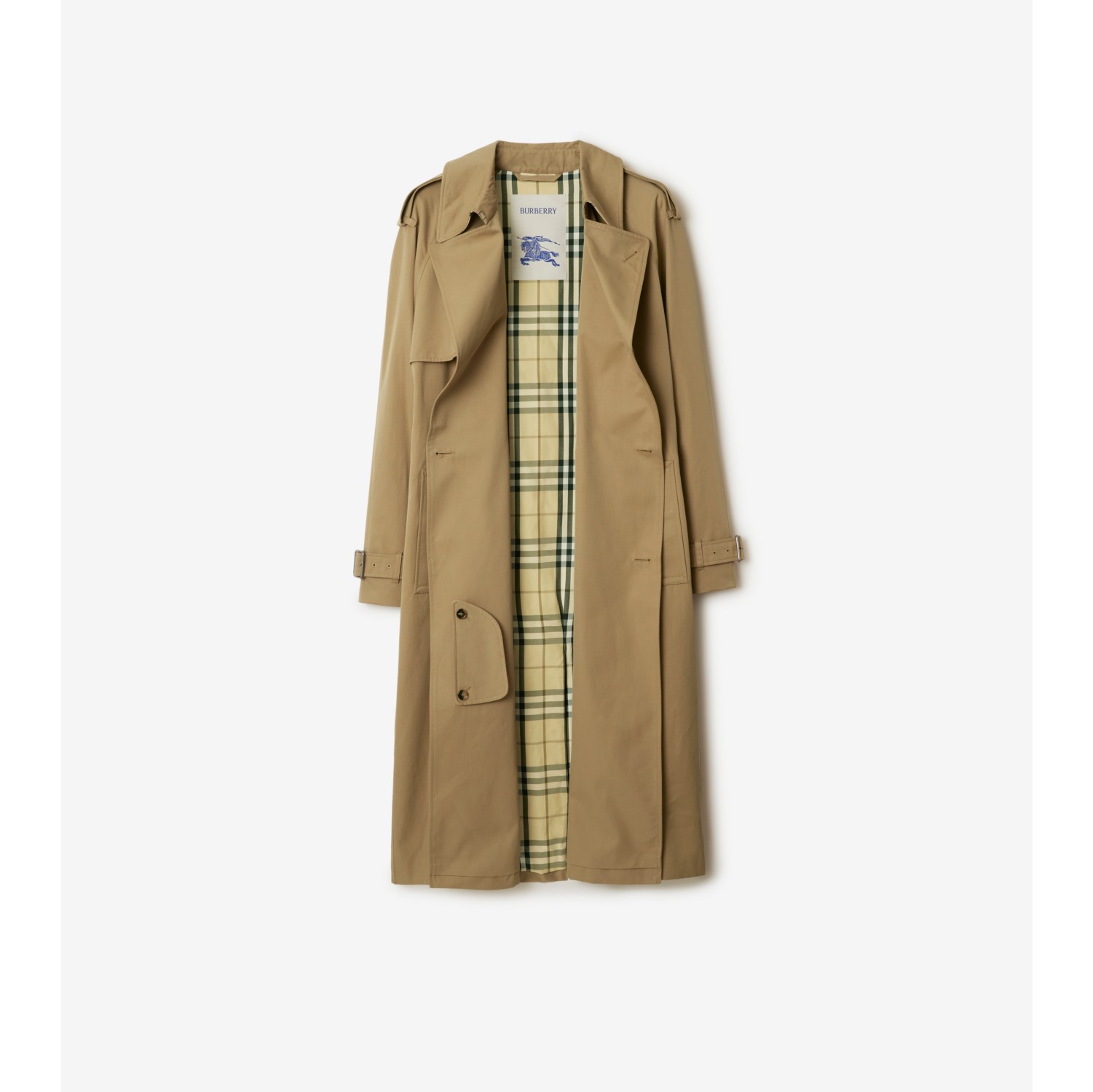 Trench coat largo en gabardina