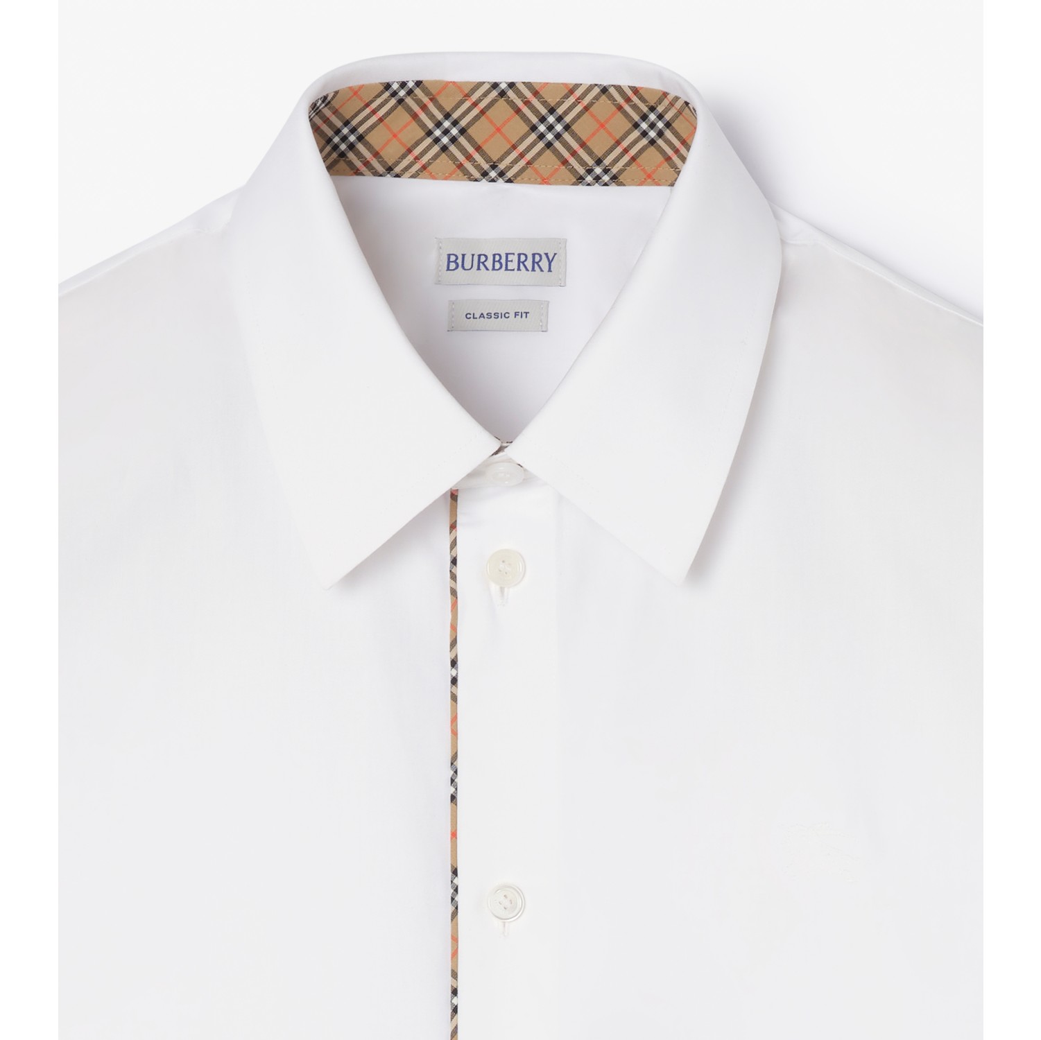 Check Piping Cotton Poplin Shirt in Optic white - Men | Burberry® Official