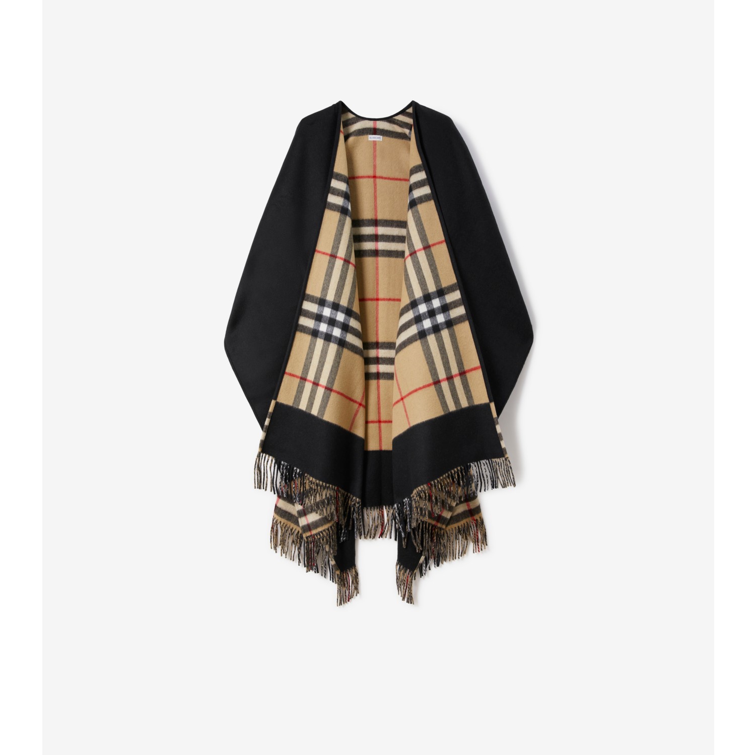 チェック ウールカシミア ケープ (ブラック) | Burberry®公式サイト