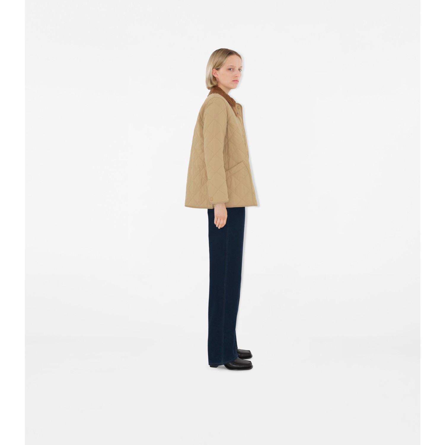 Quilted Thermoregulated Barn Jacket in Honey Yellow - Women, Nylon ...