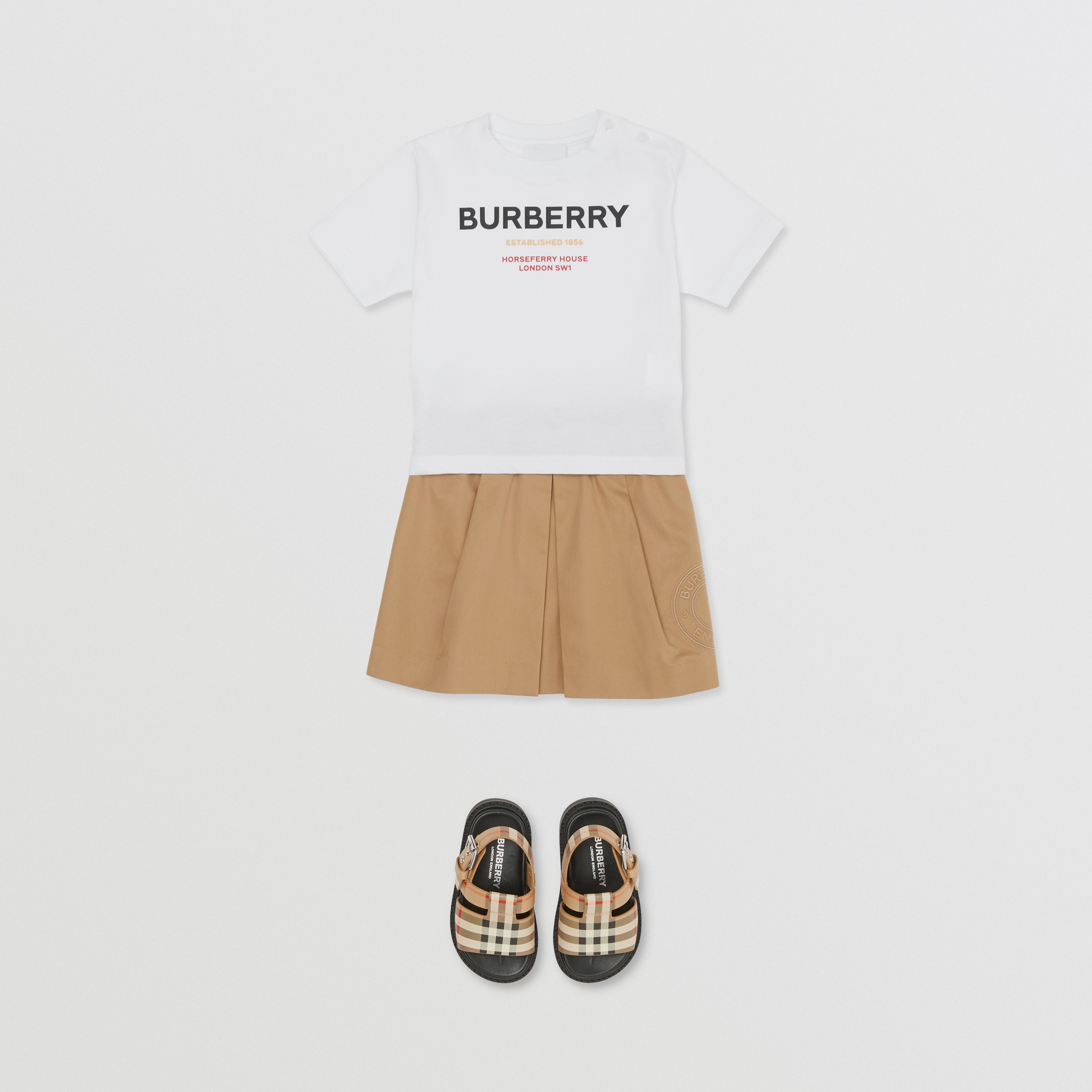 Horseferry Print Cotton T-shirt in White - Children | Burberry® Official - 3