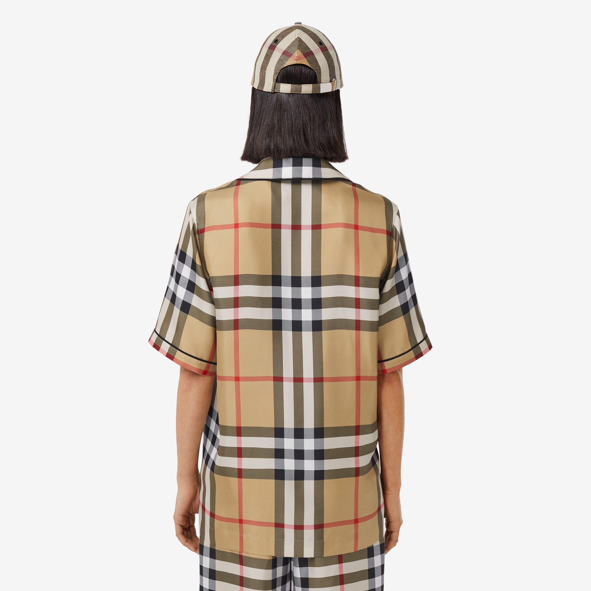 Vintage Check Silk Pyjama Shirt in Archive Beige | Burberry® Official - 3