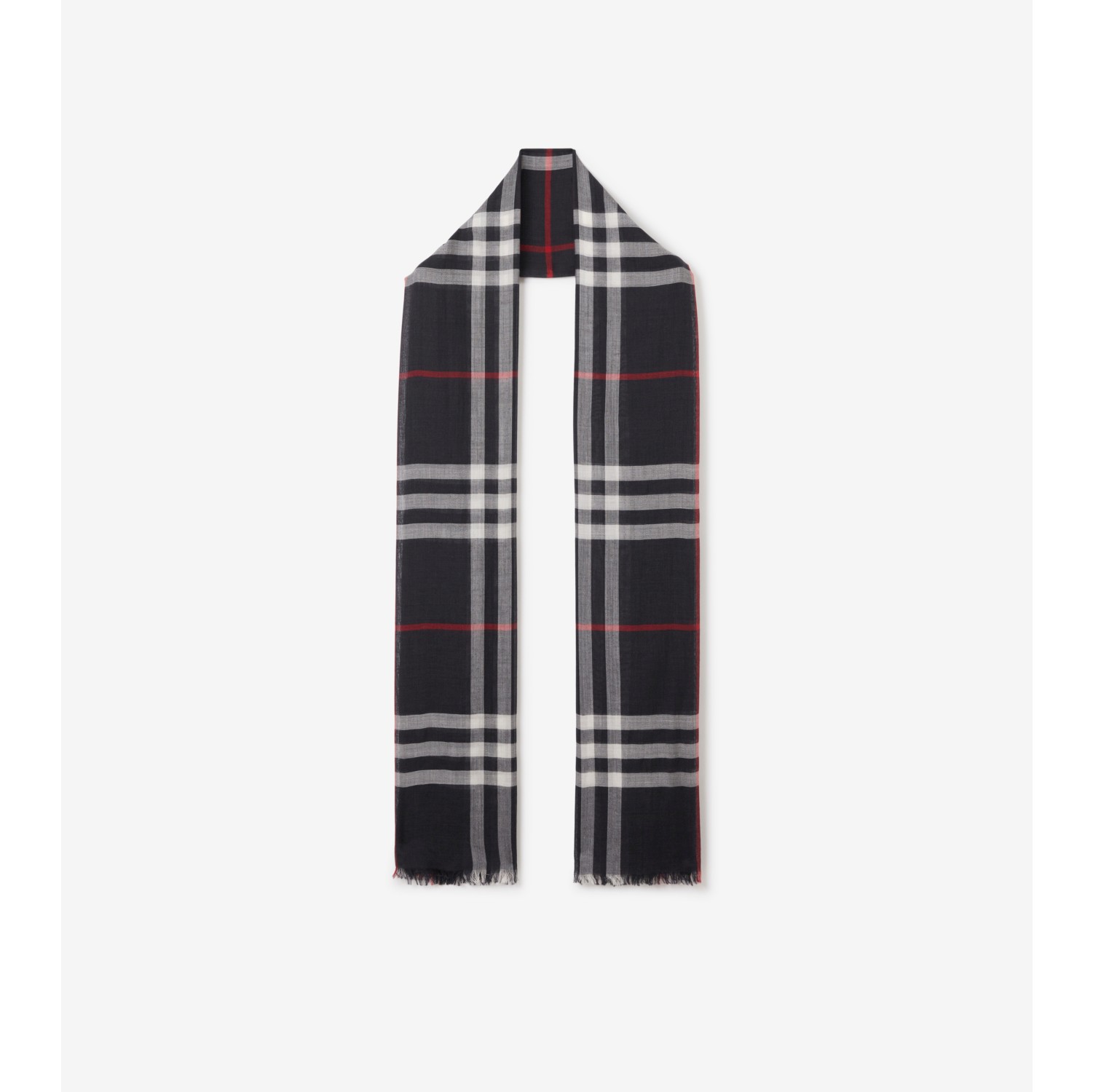 Burberry Check Wool scarf Black Plaid With White And Red Colors