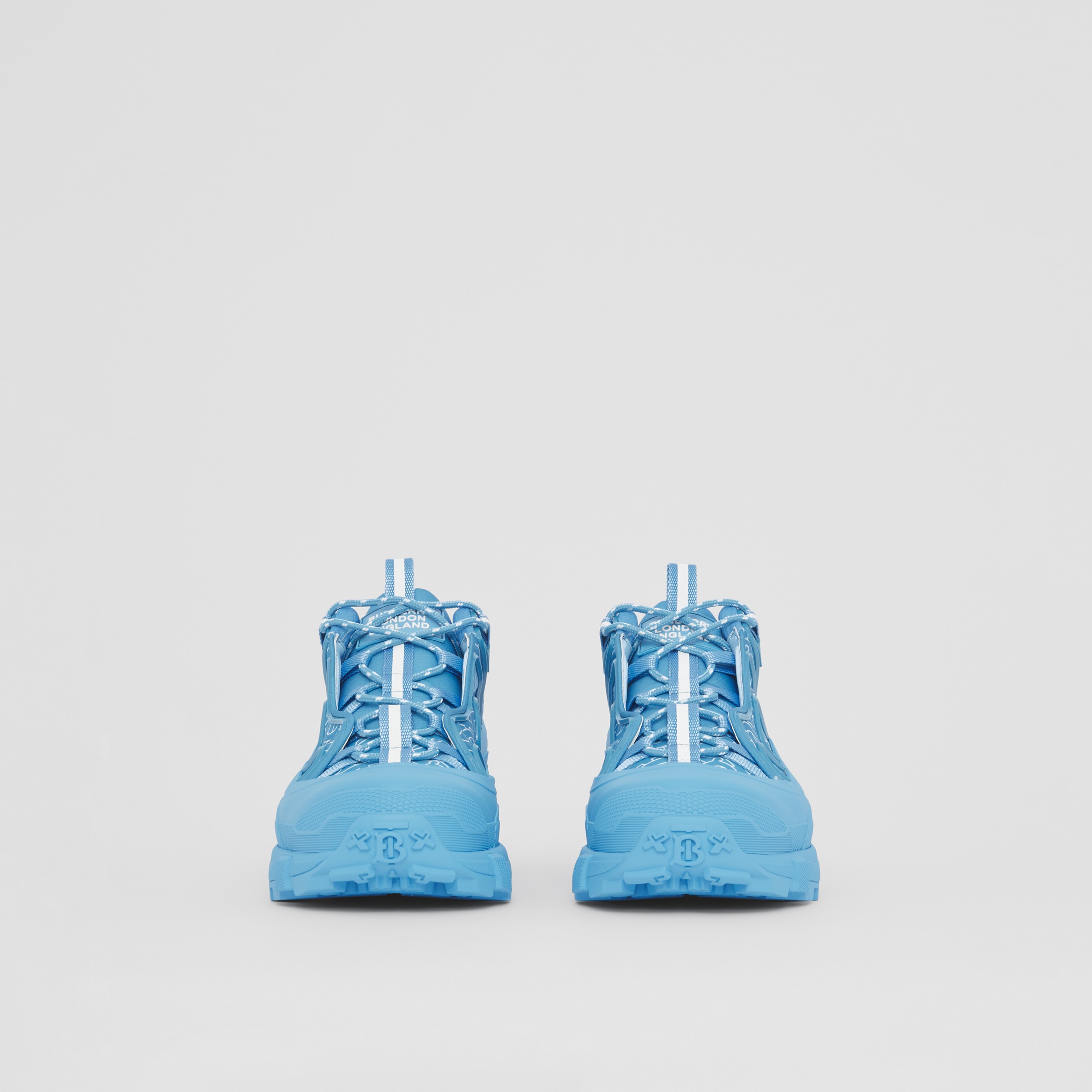 Monogram Print Nylon Arthur Sneakers in Blue Topaz - Men | Burberry® Official - 3