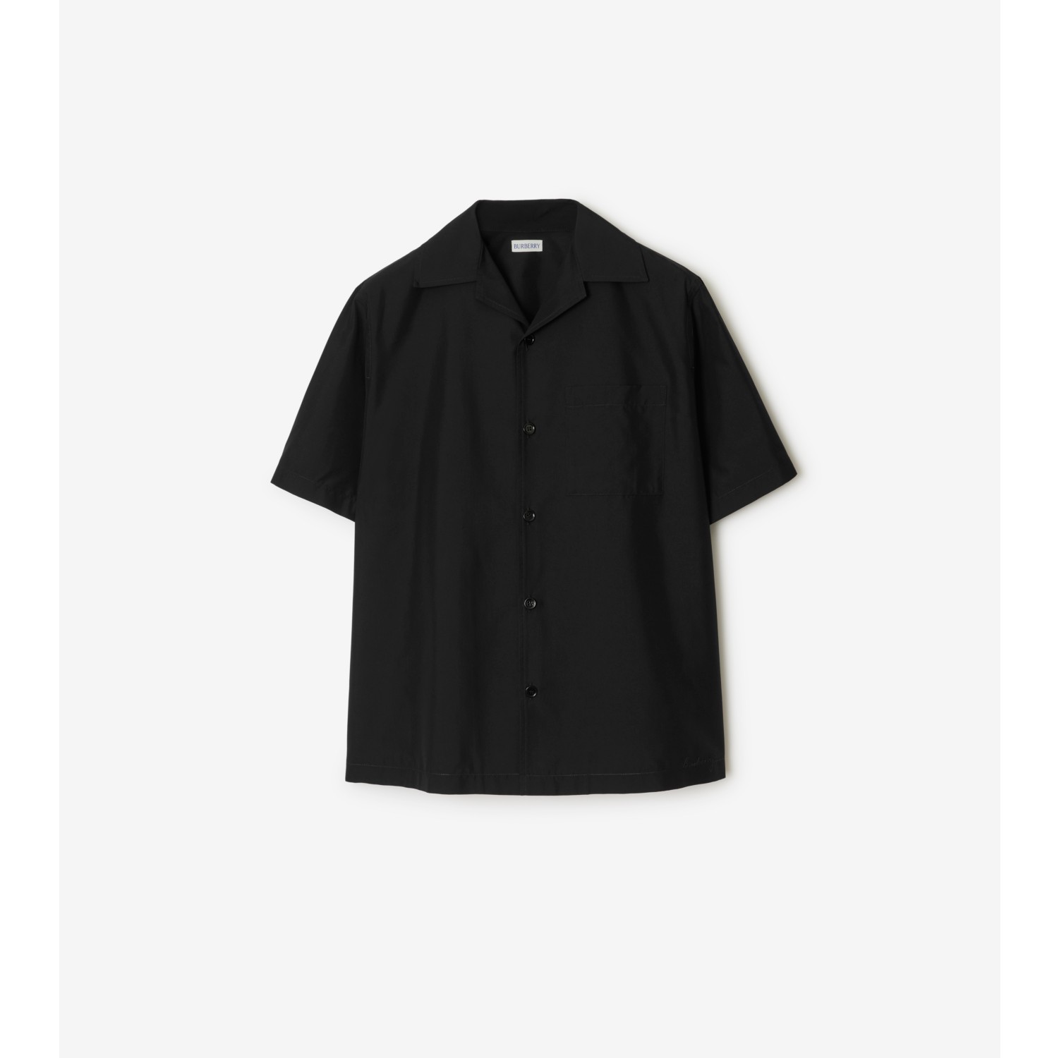 Cotton Silk Shirt in Black Men Burberry Official