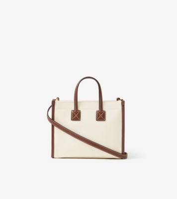 Mini Freya Tote in Natural/tan - Women, Canvas | Burberry® Official