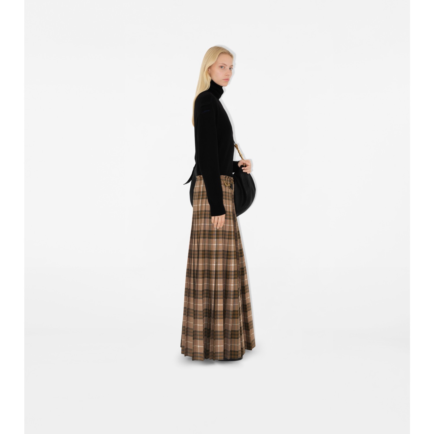 Check Wool Blend Maxi Kilt