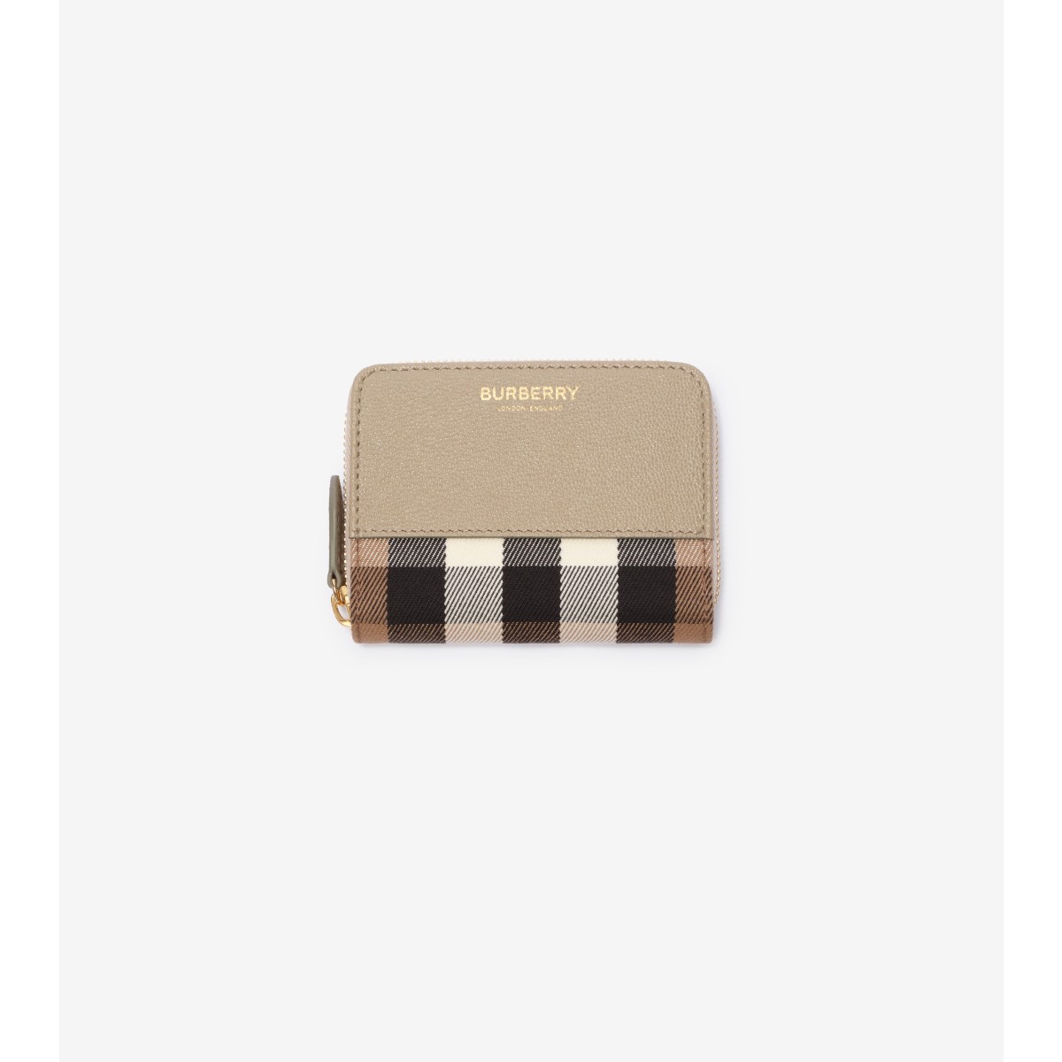 Check Small and Leather Zip Wallet