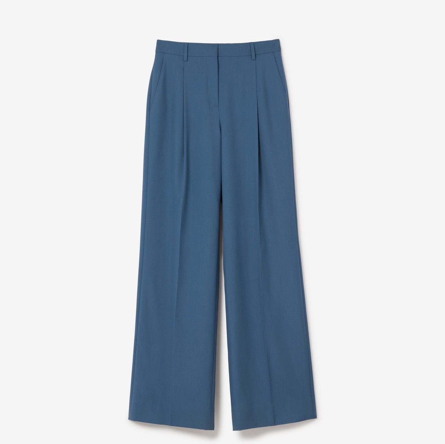 Calças estilo pantalona de lã com corte personalizado (Azul Marinho Suave) - Mulheres | Burberry® oficial