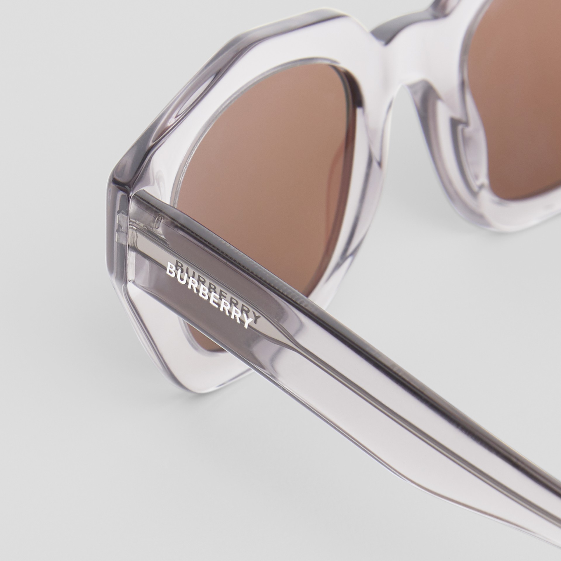 Geometric Frame Sunglasses in Grey Women Burberry United Kingdom